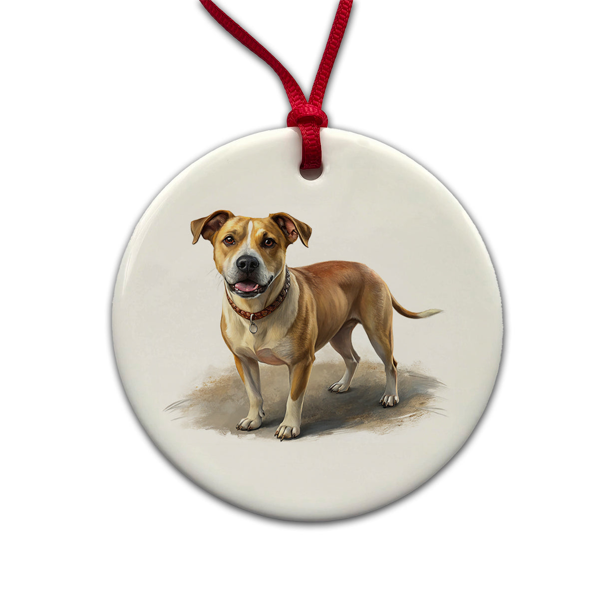 Labrabull Dog Illustration Round Ceramic Holiday Christmas Tree Ornament