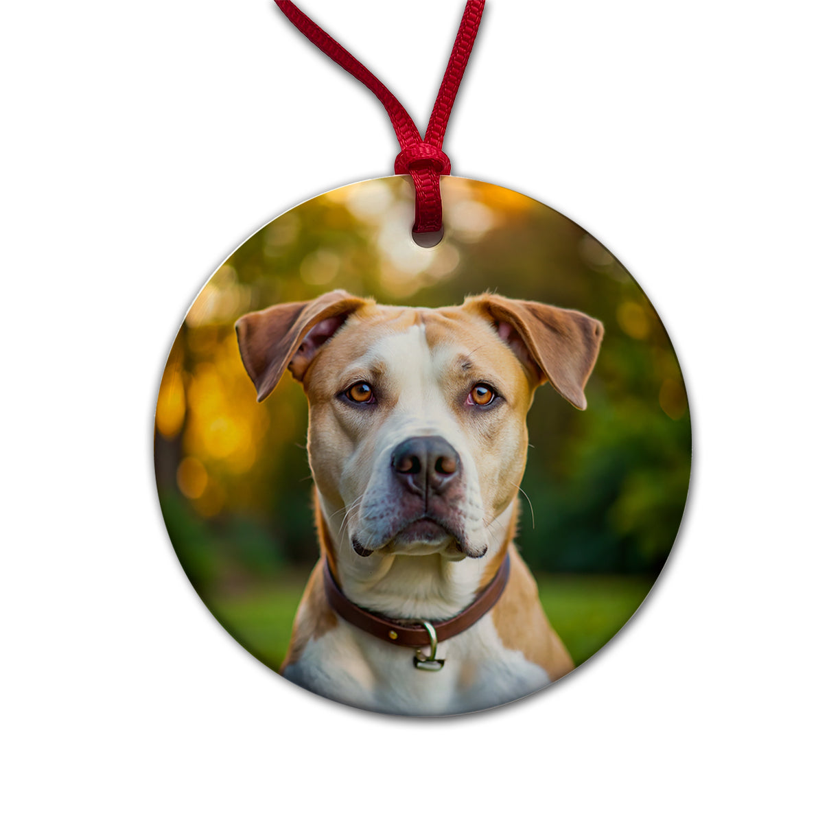 Labrabull Dog Photo Round Ceramic Holiday Christmas Tree Ornament