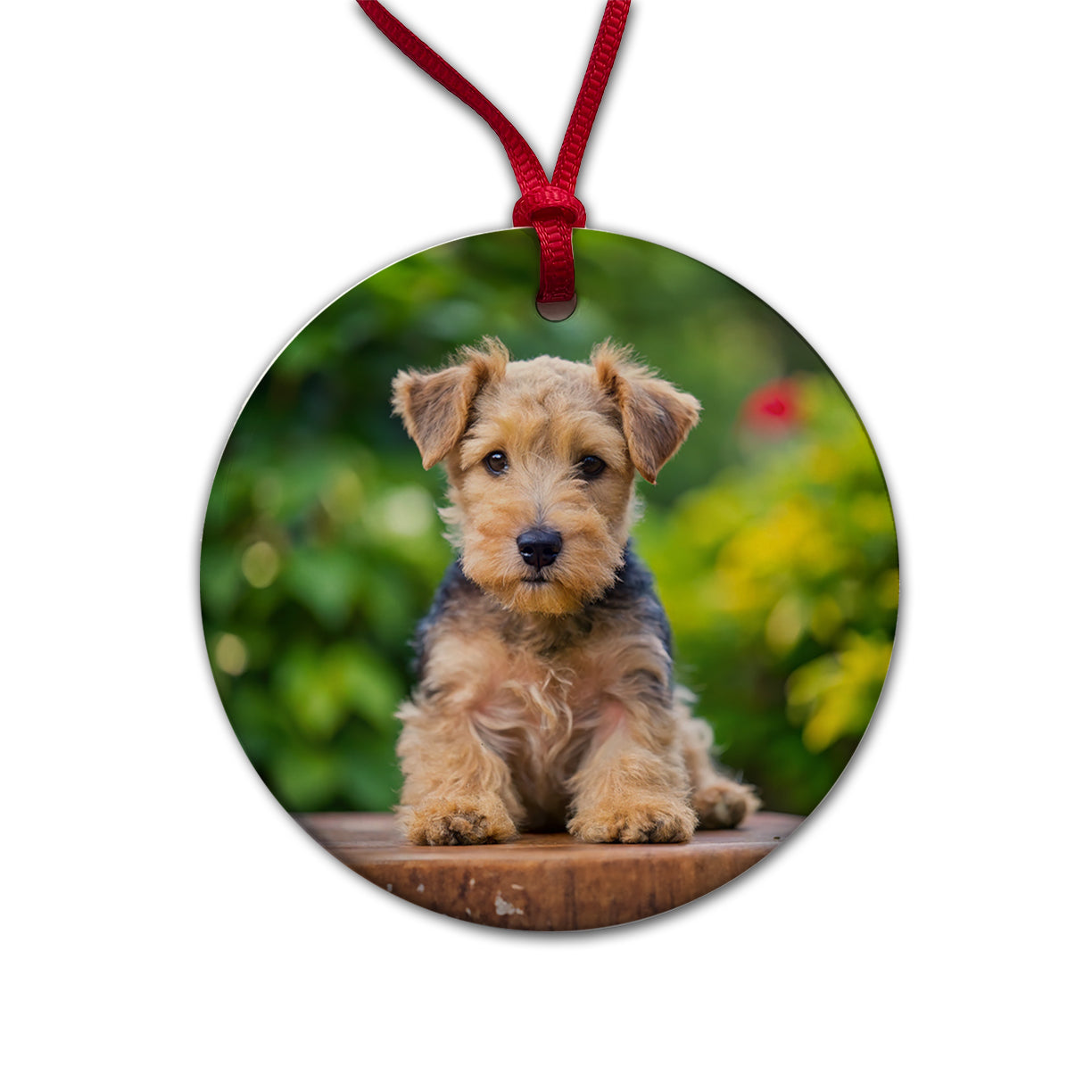Lakeland Terrier Dog Puppy Photo Round Ceramic Holiday Christmas Tree Ornament