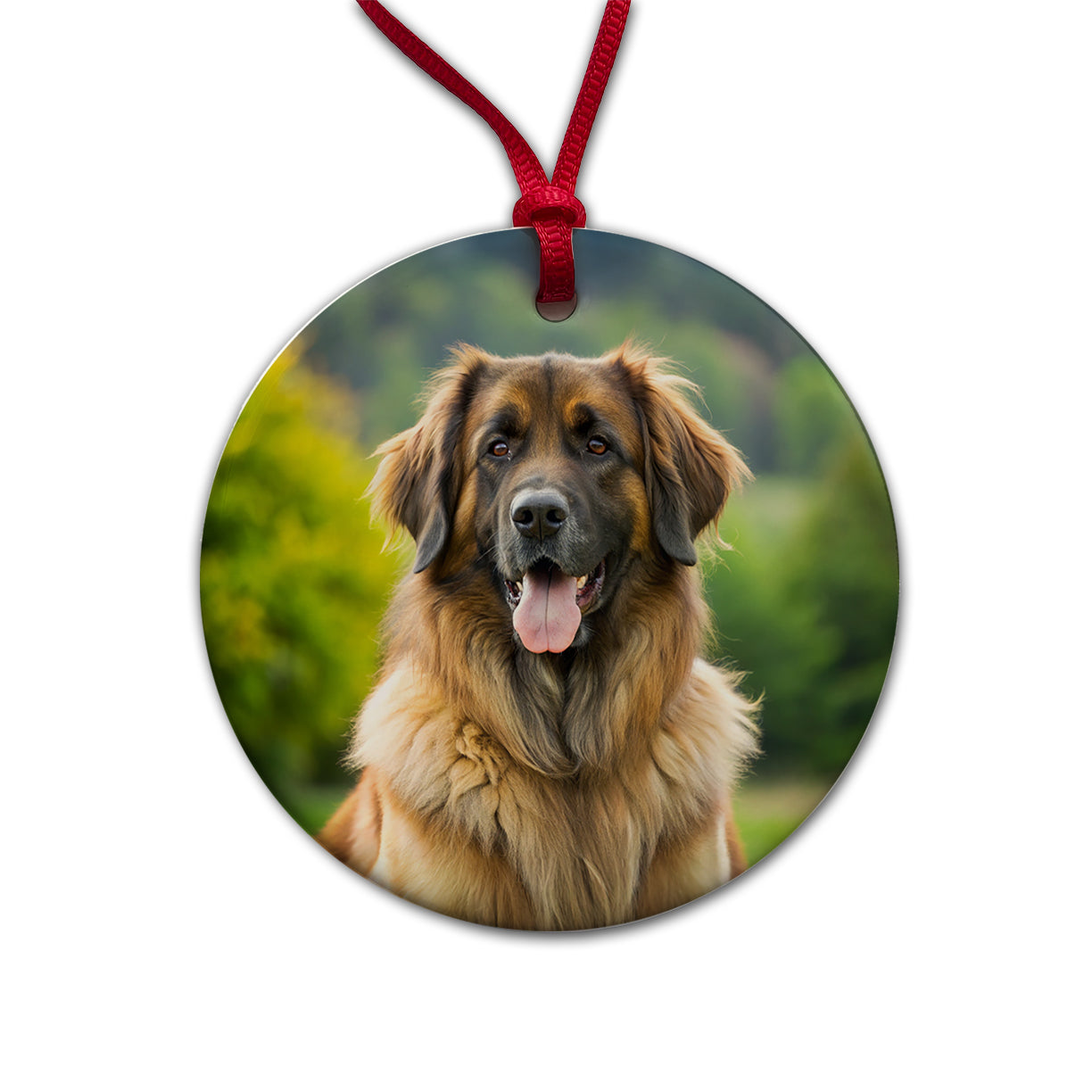Leonberger Dog Photo Round Ceramic Holiday Christmas Tree Ornament