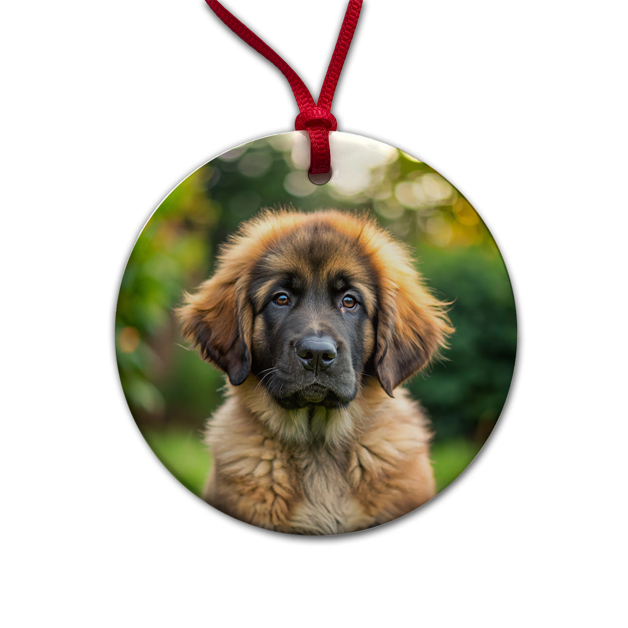 Leonberger Dog Puppy Photo Round Ceramic Holiday Christmas Tree Ornament