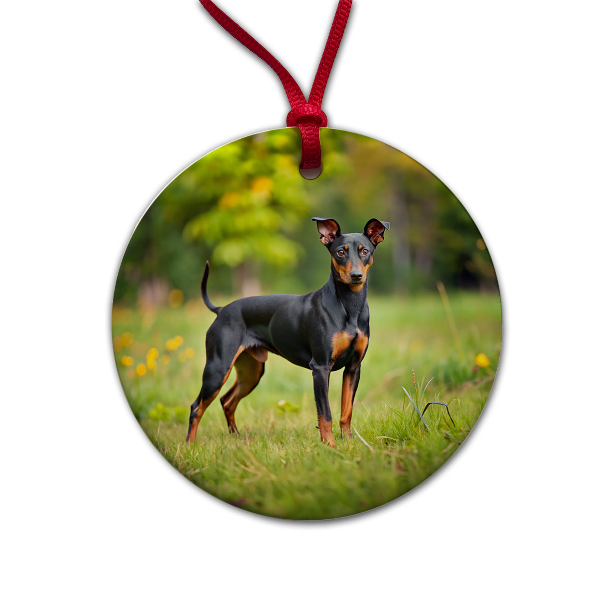 Manchester Terrier Dog Photo Round Ceramic Holiday Christmas Tree Ornament