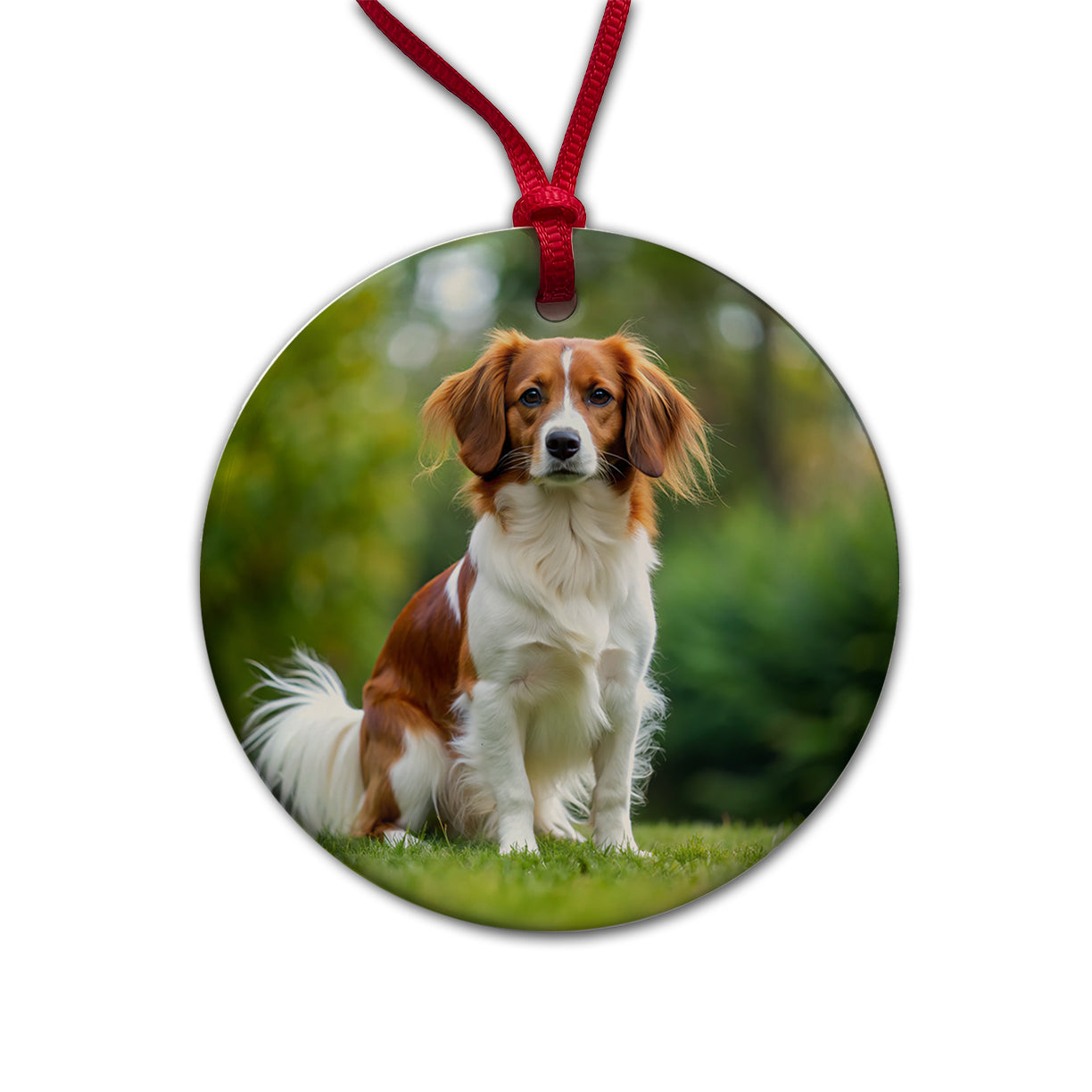 Nederlandse Kooikerhondje Dog Photo Round Ceramic Holiday Christmas Tree Ornament