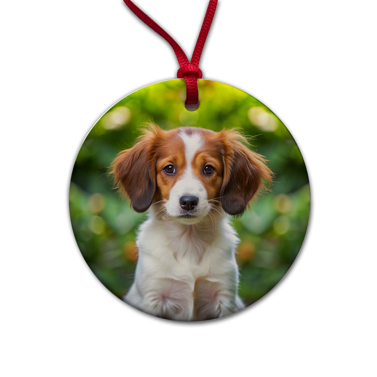 Nederlandse Kooikerhondje Dog Puppy Photo Round Ceramic Holiday Christmas Tree Ornament