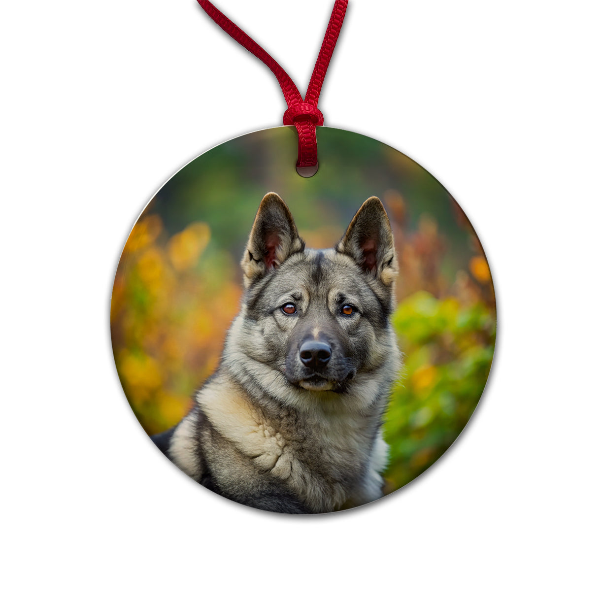 Norwegian Elkhound Dog Photo Round Ceramic Holiday Christmas Tree Ornament