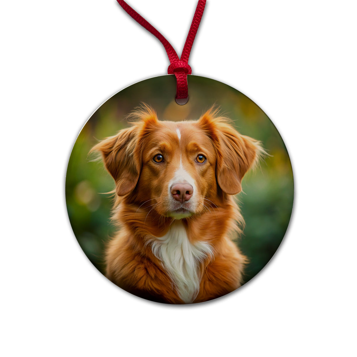 Nova Scotia Duck Tolling Retriever Dog Photo Round Ceramic Holiday Christmas Tree Ornament