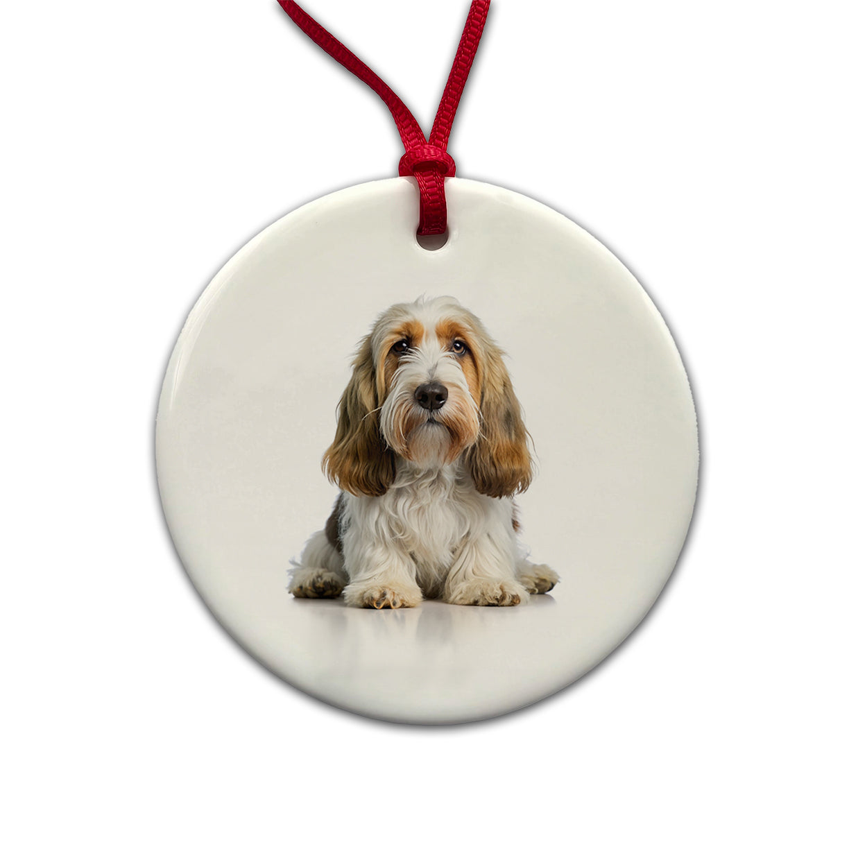 Petit Basset Griffon Vendeen Dog Photo Round Ceramic Holiday Christmas Tree Ornament