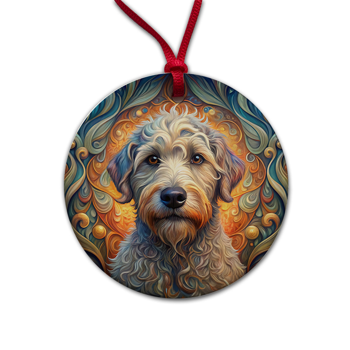 Schnoodle Dog Art Nouveau Round Ceramic Holiday Christmas Tree Ornament