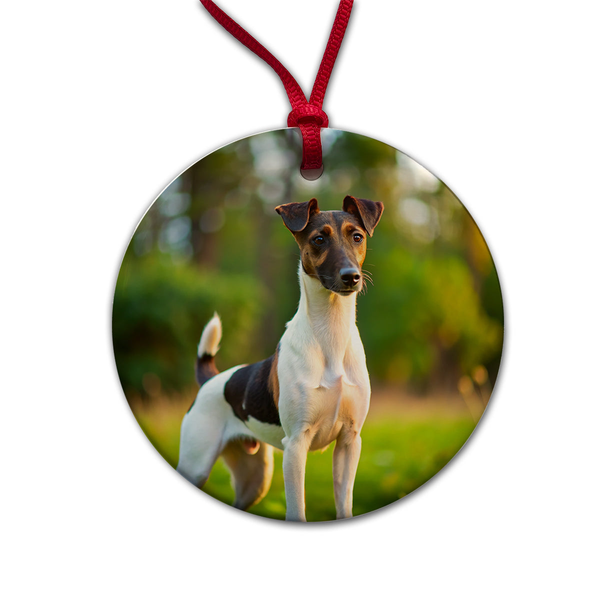 Smooth Fox Terrier Dog Photo Round Ceramic Holiday Christmas Tree Ornament