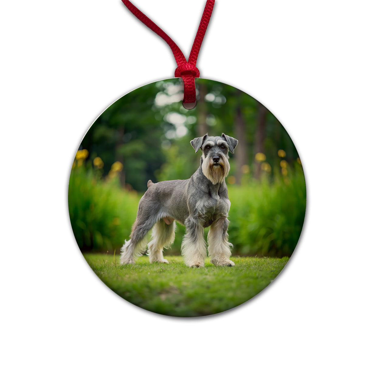 Standard Schnauzer Dog Photo Round Ceramic Holiday Christmas Tree Ornament