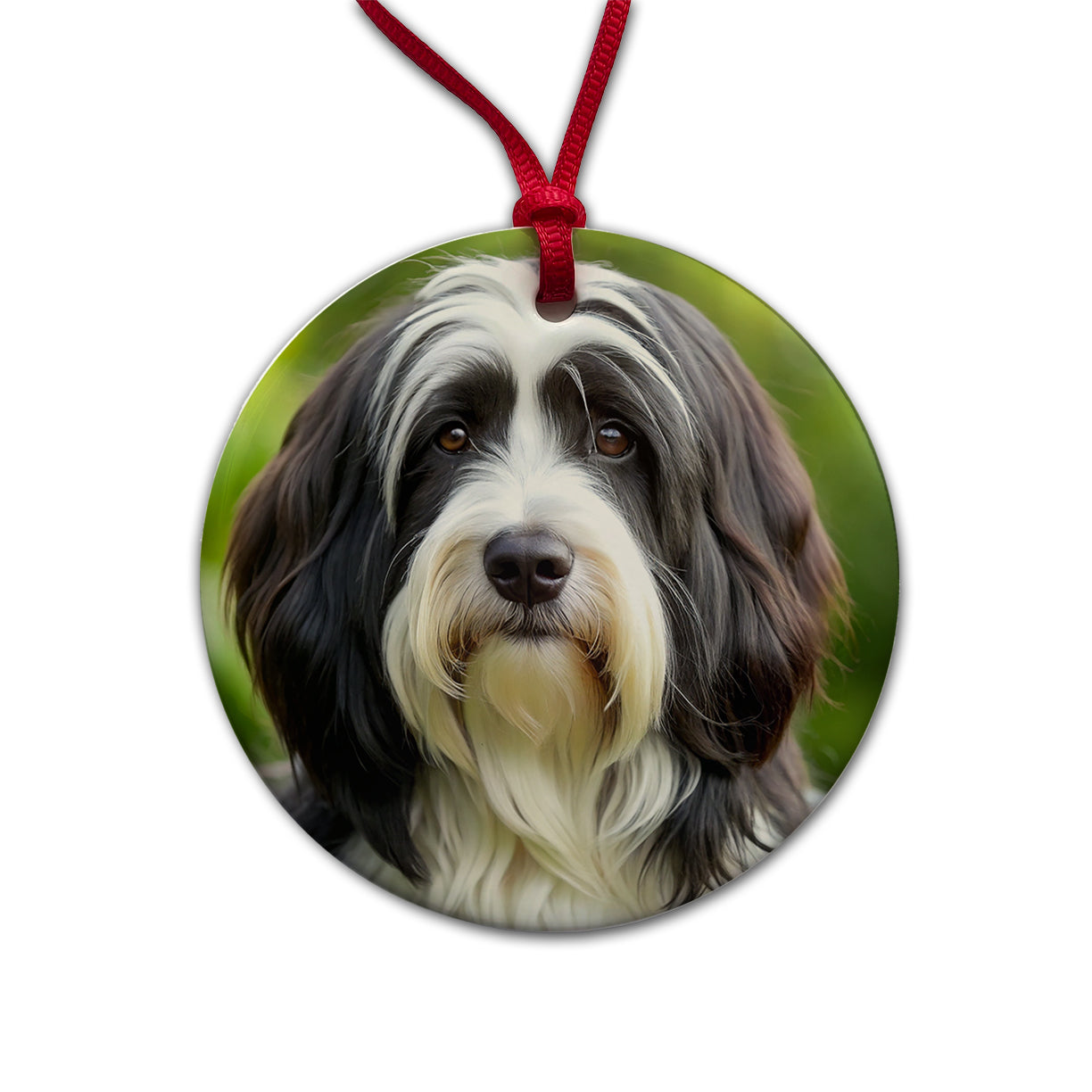 Tibetan Terrier Dog Photo Round Ceramic Holiday Christmas Tree Ornament