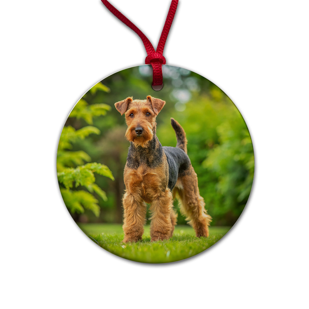 Welsh Terrier Dog Photo Round Ceramic Holiday Christmas Tree Ornament