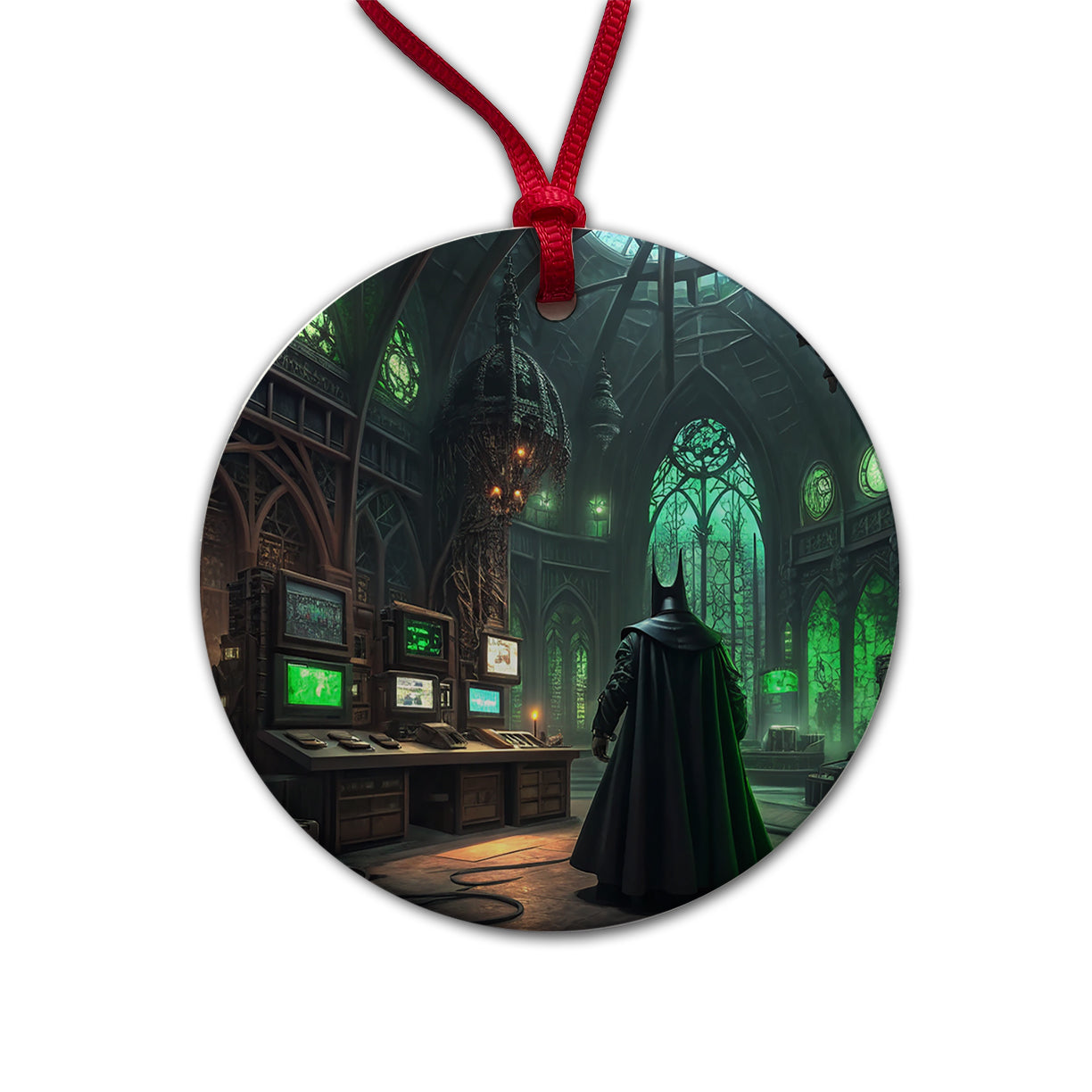 Evil Supervillain Lair Round Ceramic Holiday Christmas Tree Ornament