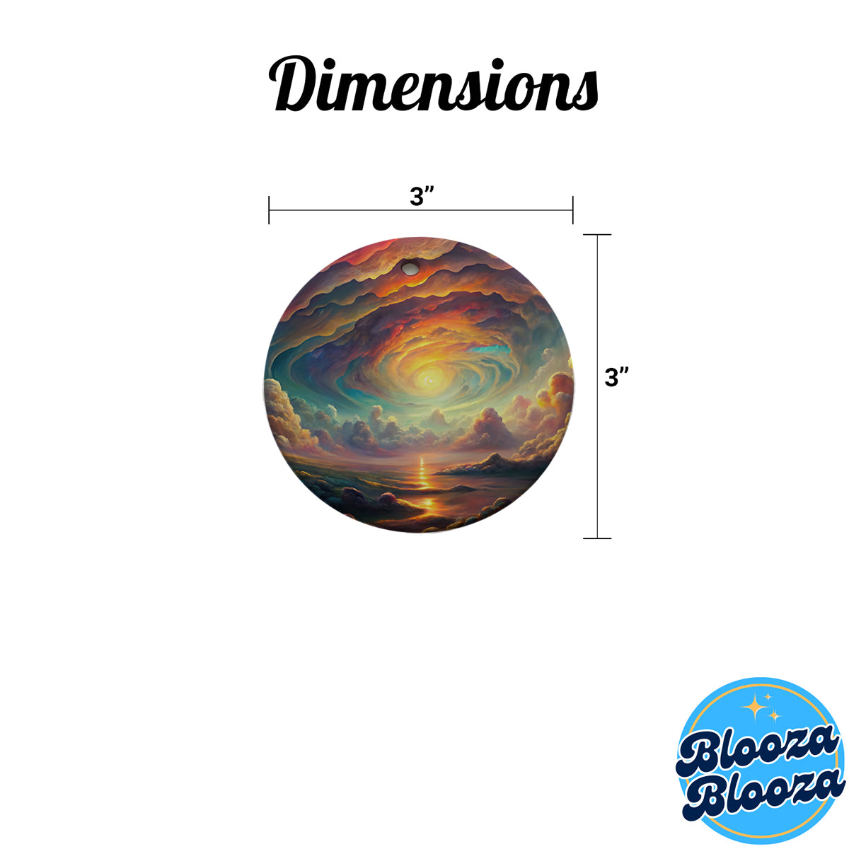 Psychedelic Cloudy Sky Pastel Colors Round Ceramic Holiday Christmas Tree Ornament