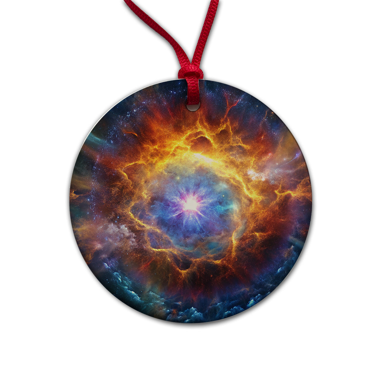 Star Going Supernova Galaxy Space Round Ceramic Holiday Christmas Tree Ornament