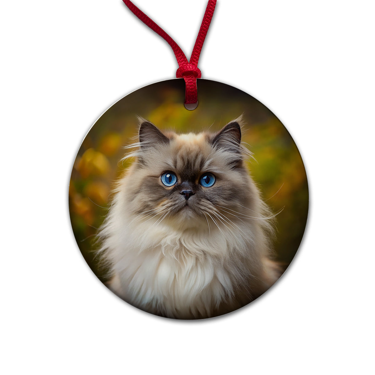 Himalayan Cat Photo Round Ceramic Holiday Christmas Tree Ornament