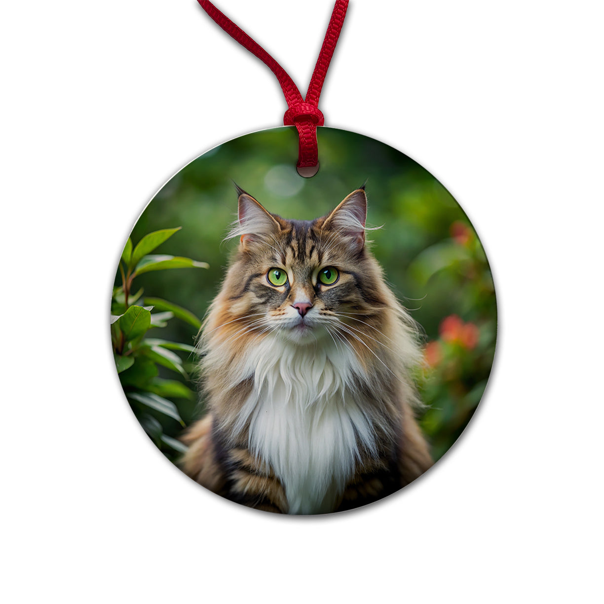 Norwegian Forest Cat Photo Round Ceramic Holiday Christmas Tree Ornament