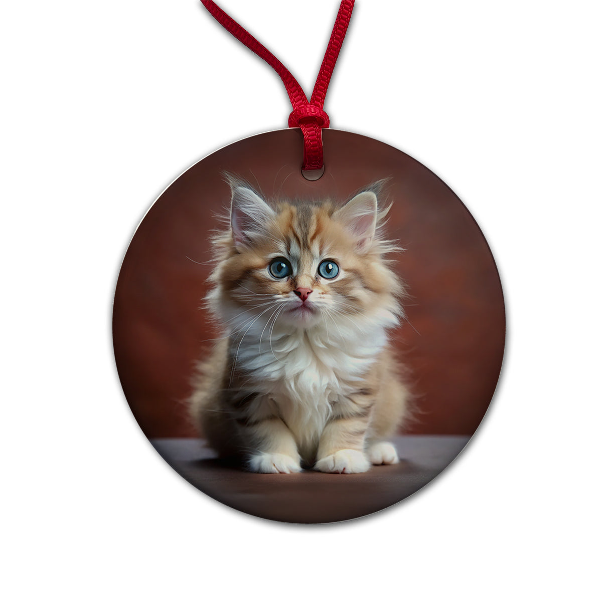 Ragamuffin Cat Kitten Photo Round Ceramic Holiday Christmas Tree Ornament