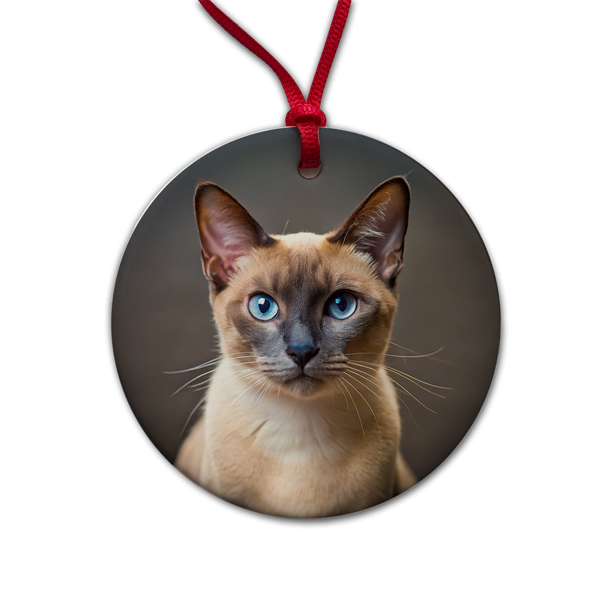 Tonkinese Cat Photo Round Ceramic Holiday Christmas Tree Ornament