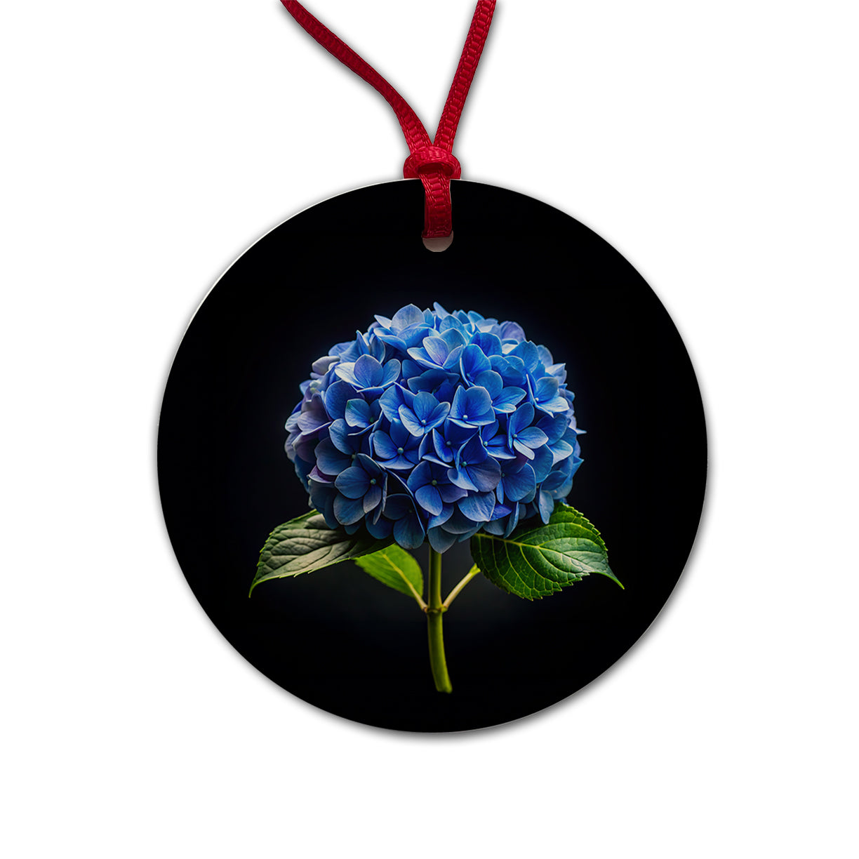 Blue Hydrangea Flower Photo Round Ceramic Holiday Christmas Tree Ornament