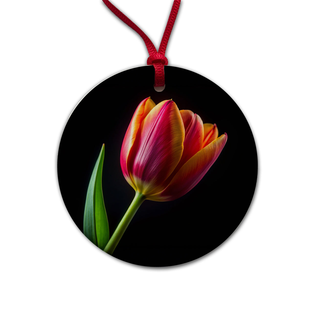 Tulip Flower Photo Round Ceramic Holiday Christmas Tree Ornament