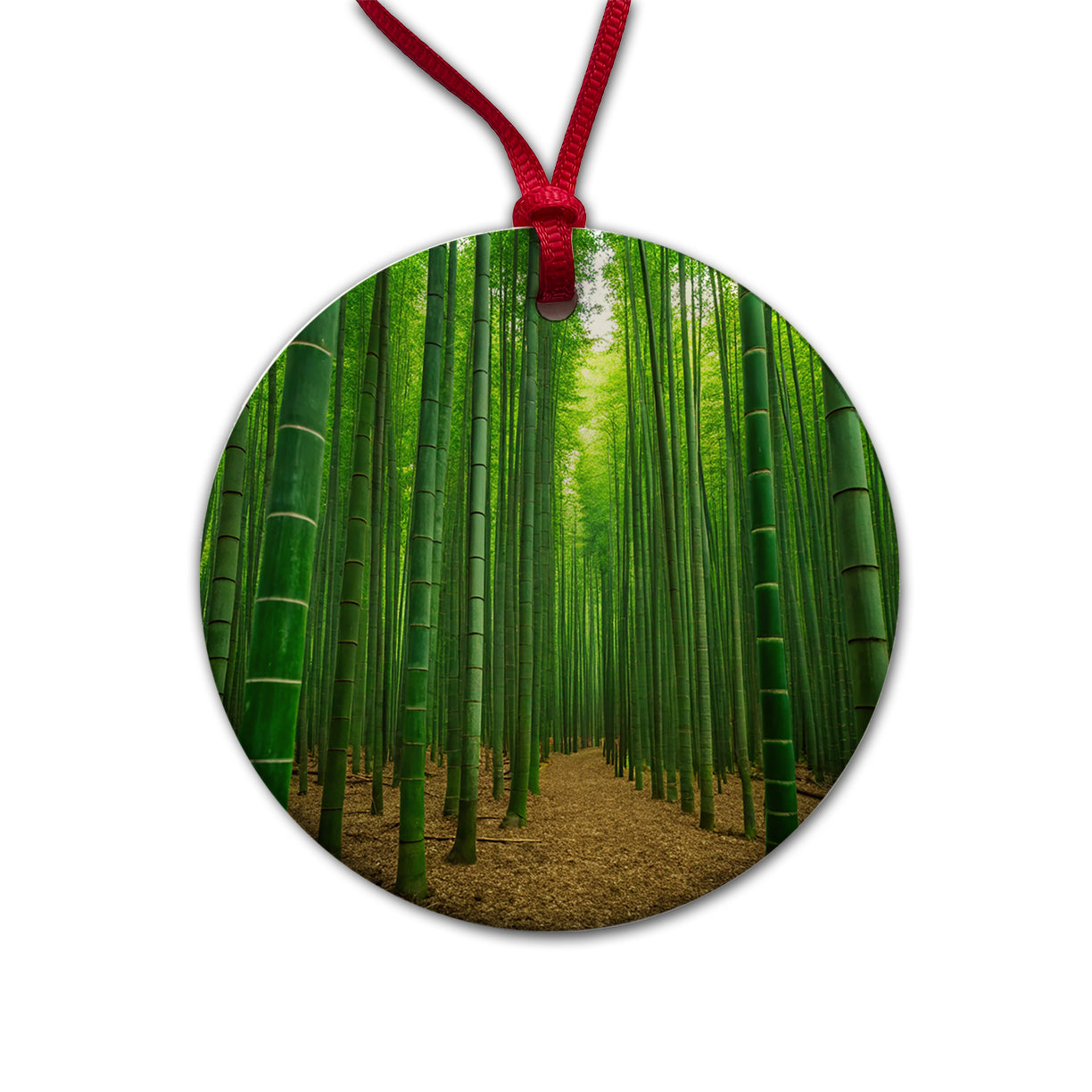 Bamboo Grove Forest Round Ceramic Holiday Christmas Tree Ornament