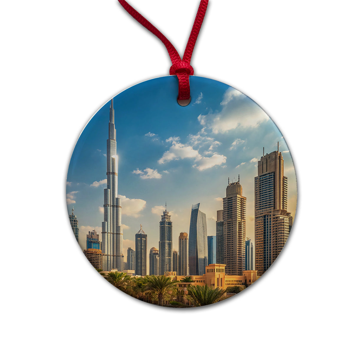 Dubai United Arab Emirates City Travel Round Ceramic Holiday Christmas Tree Ornament