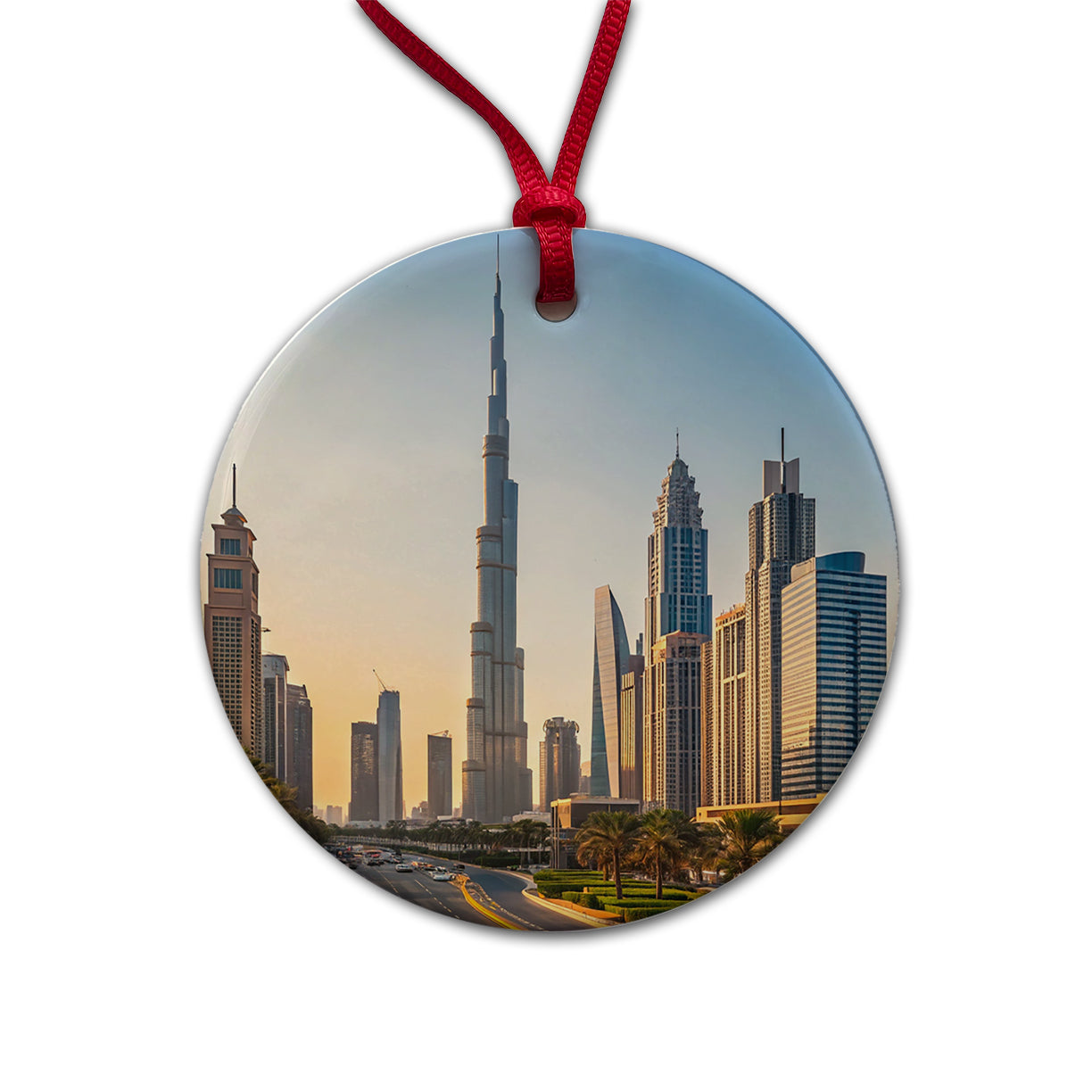 Dubai United Arab Emirates Travel Round Ceramic Holiday Christmas Tree Ornament