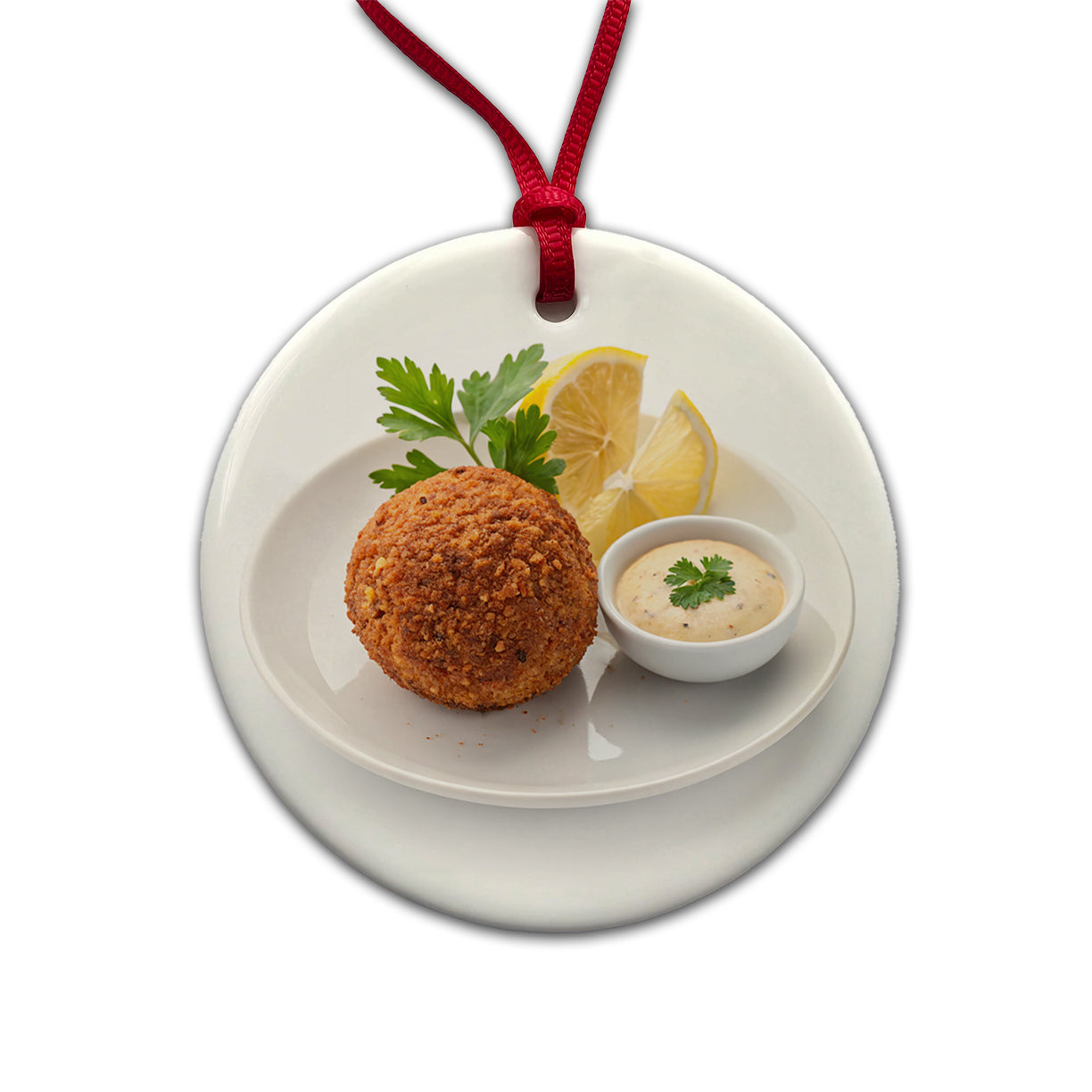 Falafel Fritter Round Ceramic Holiday Christmas Tree Ornament