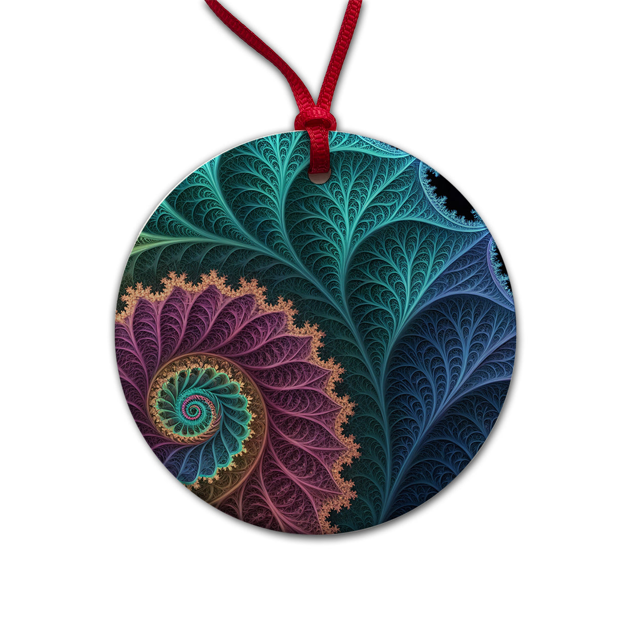 Fractal Geometry Beautiful Round Ceramic Holiday Christmas Tree Ornament