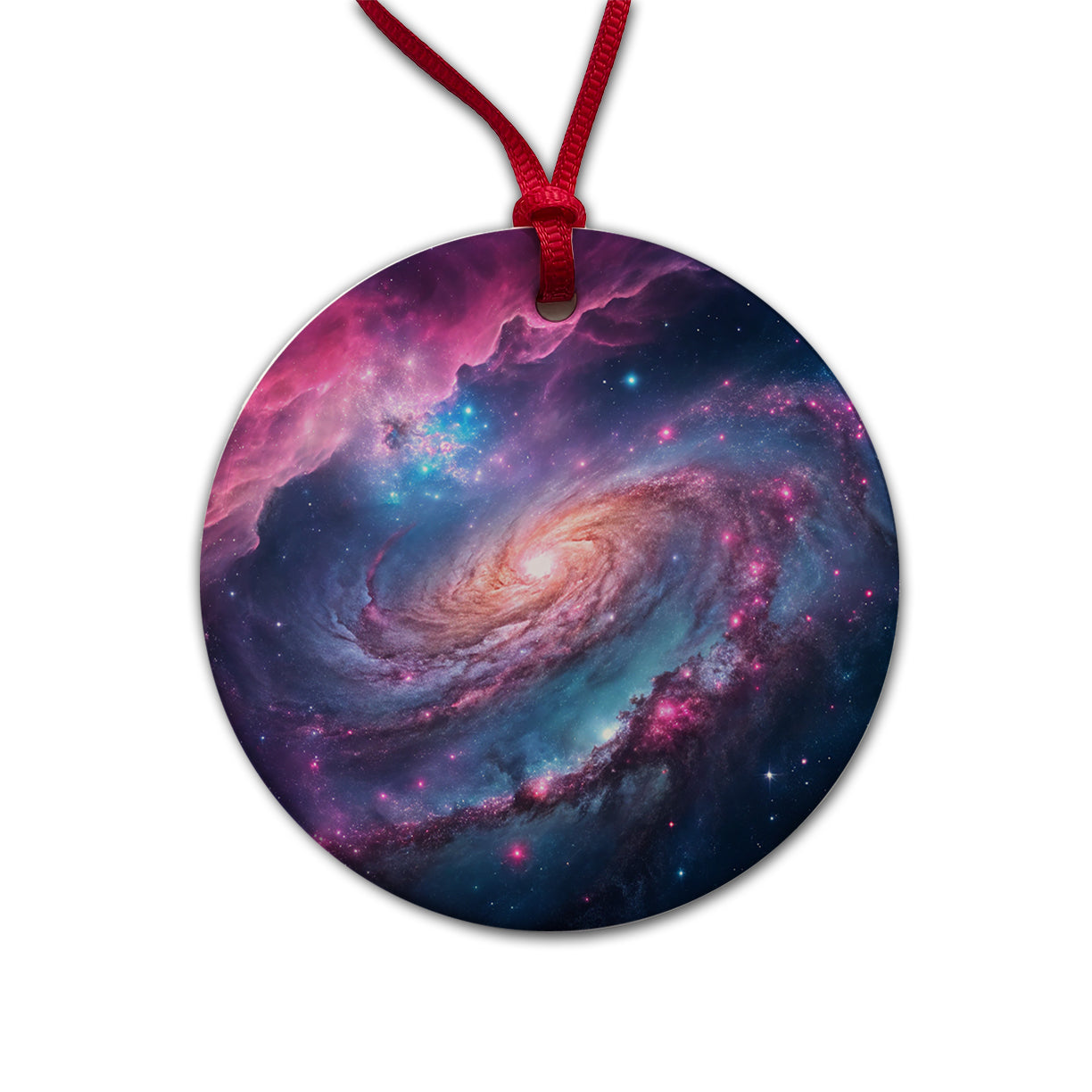 Galaxy Nebula Outer Space Colorful Round Ceramic Holiday Christmas Tree Ornament