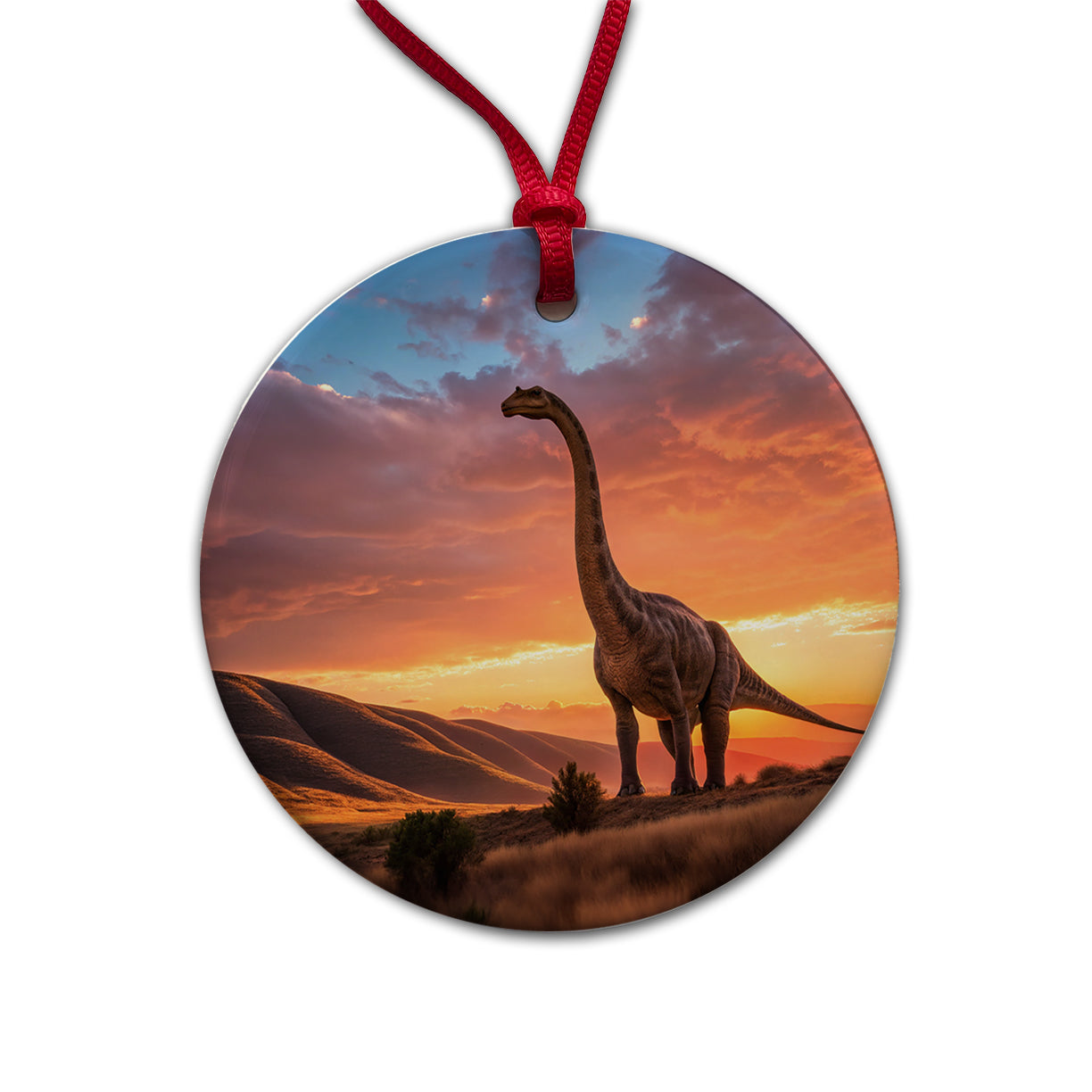 Gigantosaurus Sunset Hills Dinosaur Round Ceramic Holiday Christmas Tree Ornament