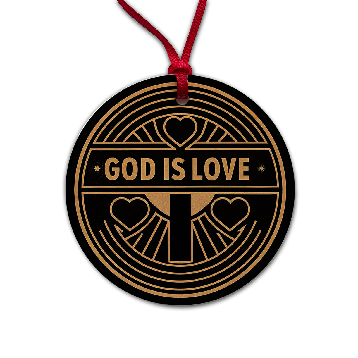 God Is Love Christian Round Ceramic Holiday Christmas Tree Ornament