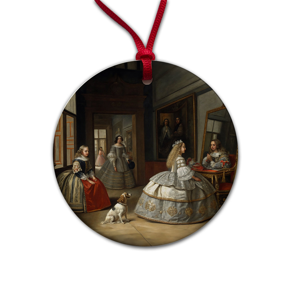 Las Meninas By Diego Velazquez Inspired By Round Ceramic Holiday Christmas Tree Ornament
