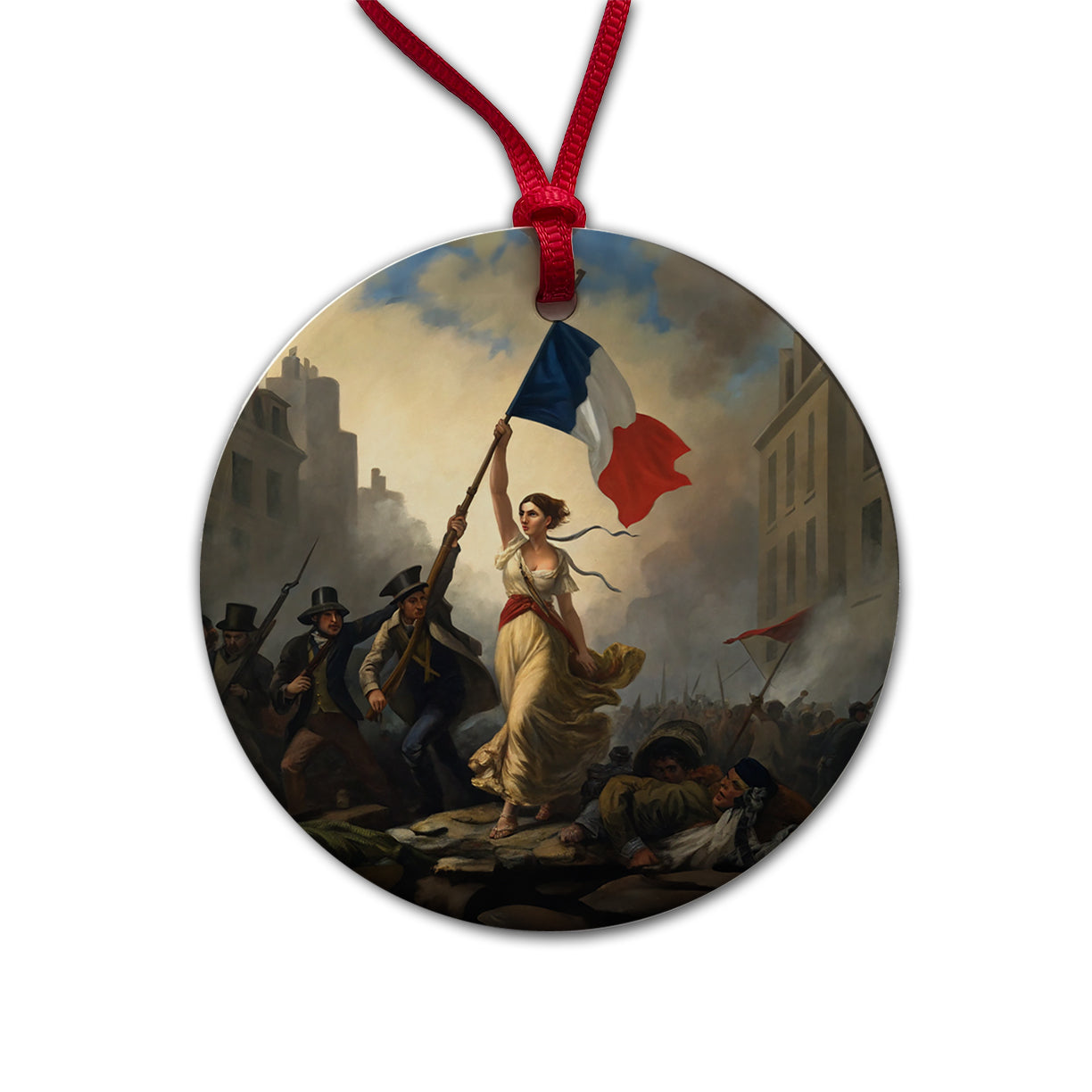 Liberty Leading The People Eugene Delacroix Inspired By Round Ceramic Holiday Christmas Tree Ornament