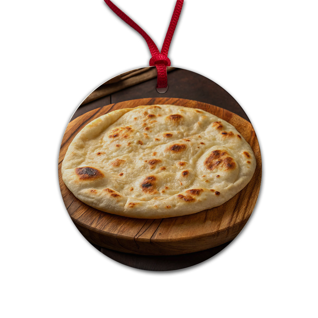 Naan Flatbread Round Ceramic Holiday Christmas Tree Ornament
