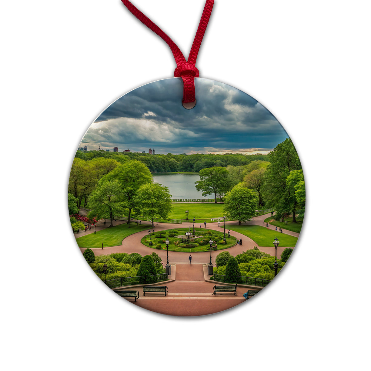New York City NYC Central Park Round Ceramic Holiday Christmas Tree Ornament