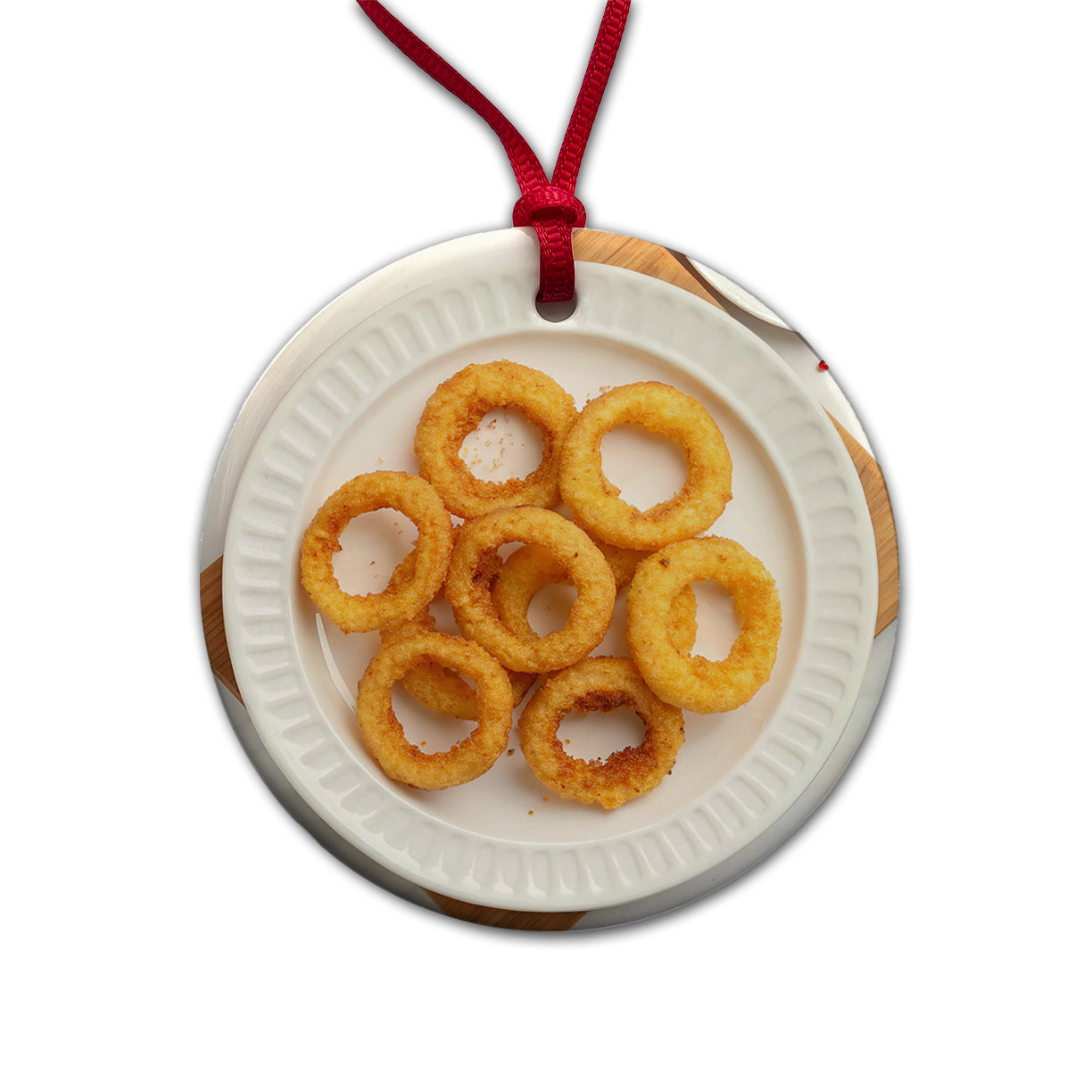 Onion Rings Plate Snack Round Ceramic Holiday Christmas Tree Ornament