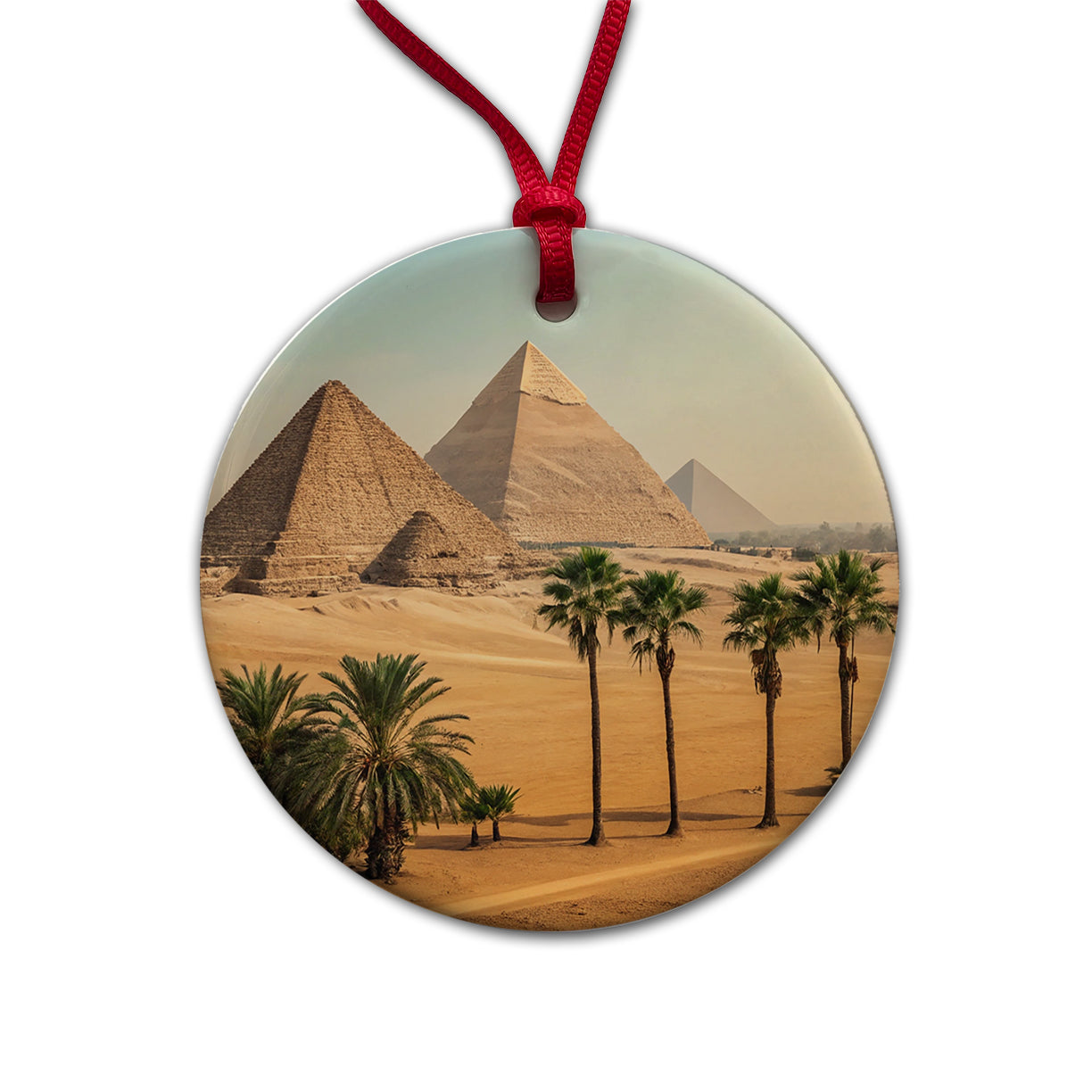 Pyramids Of Giza Travel Egypt Round Ceramic Holiday Christmas Tree Ornament
