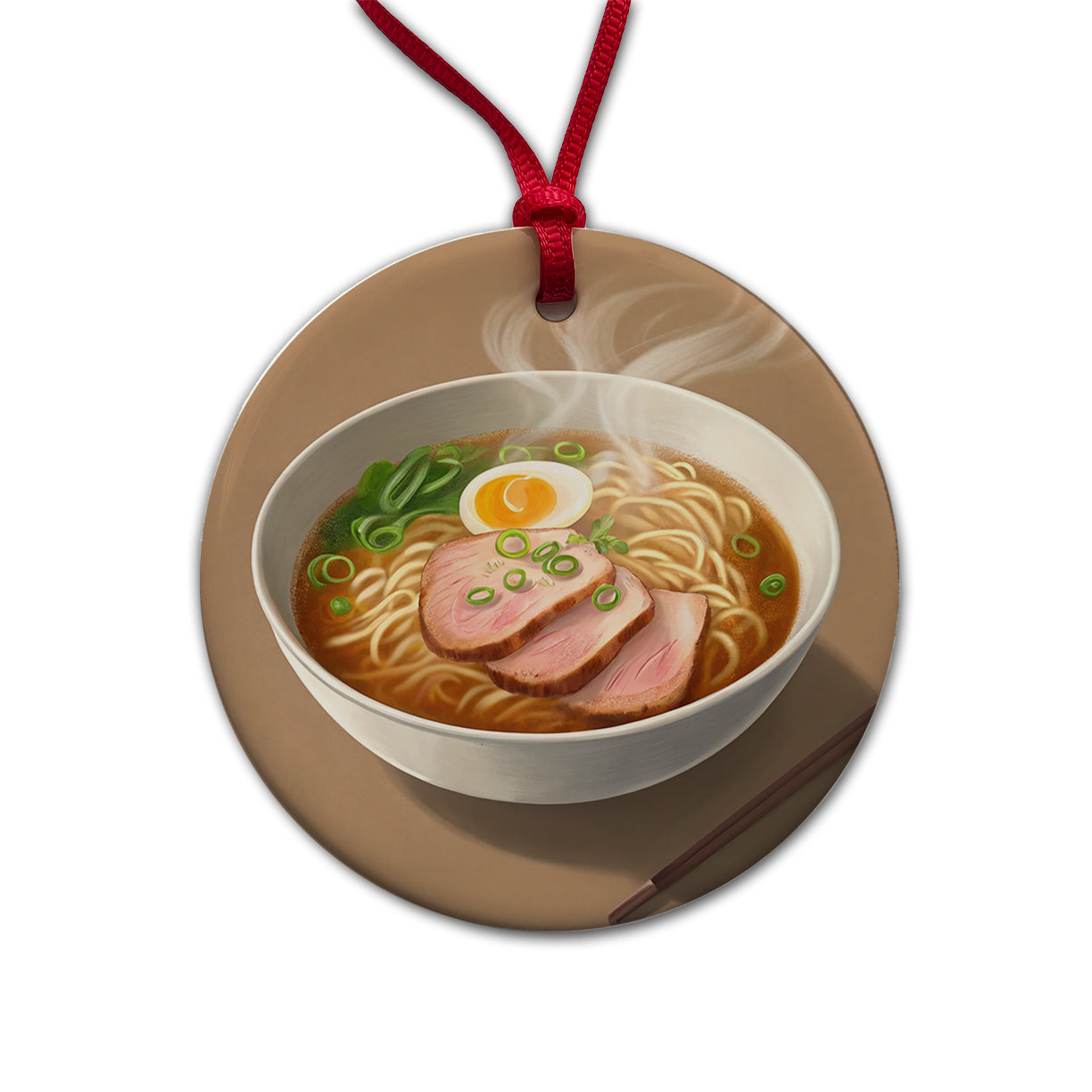 Ramen Bowl Delicious Round Ceramic Holiday Christmas Tree Ornament