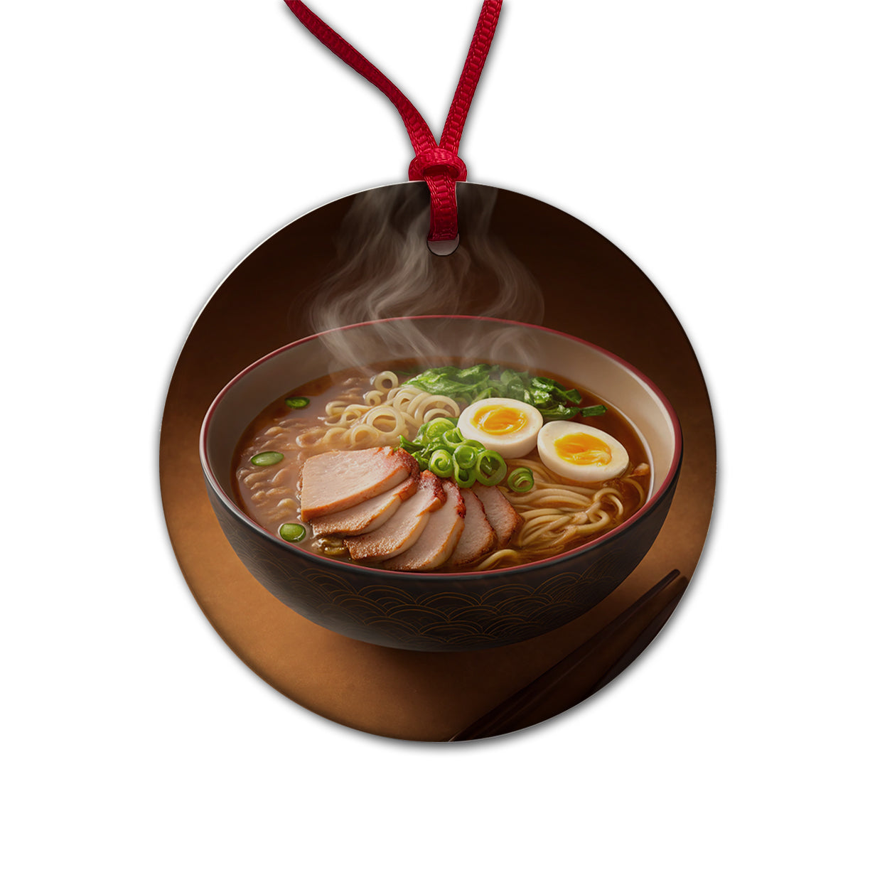 Ramen Bowl Noodles Dinner Round Ceramic Holiday Christmas Tree Ornament