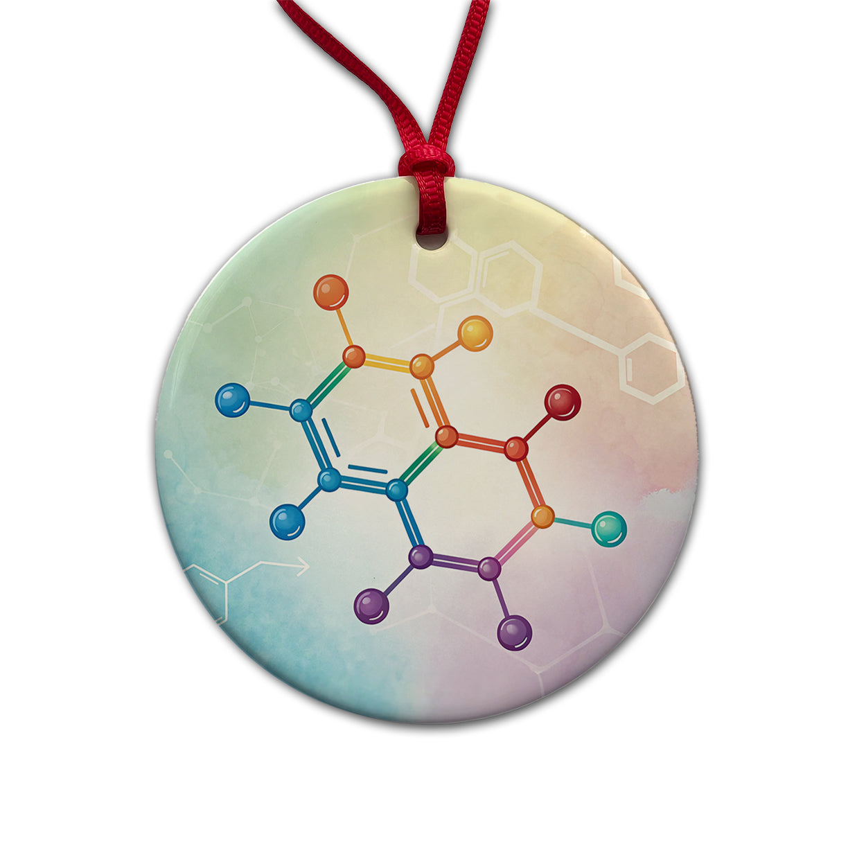 Serotonin Molecule Science Scientific Round Ceramic Holiday Christmas Tree Ornament