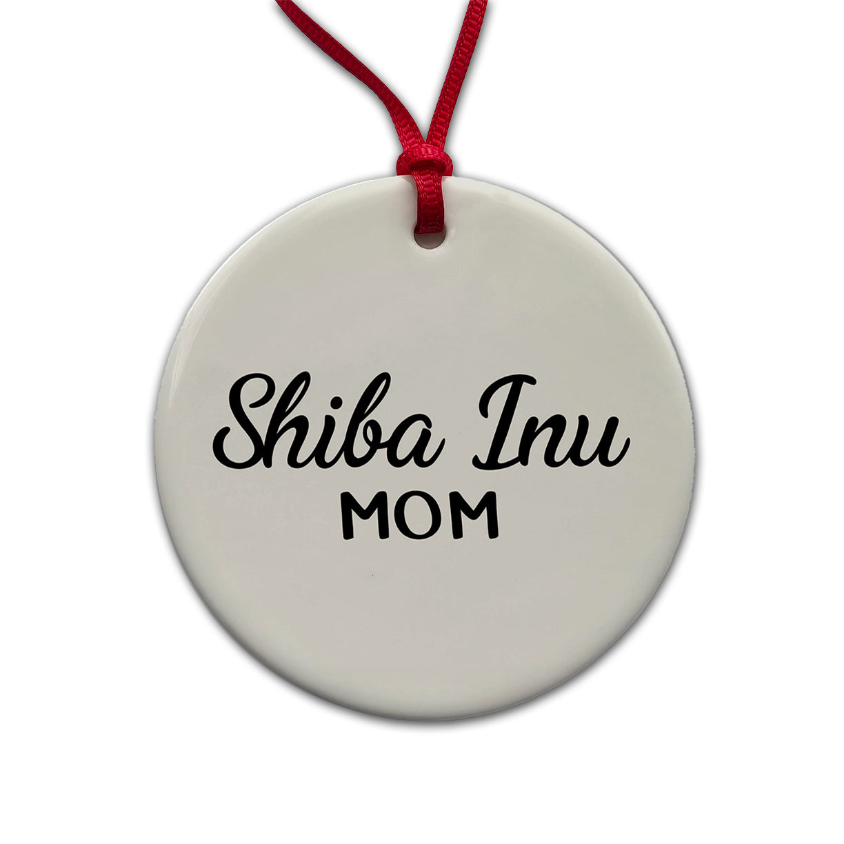 Shiba Inu Mom Dog Round Ceramic Holiday Christmas Tree Ornament