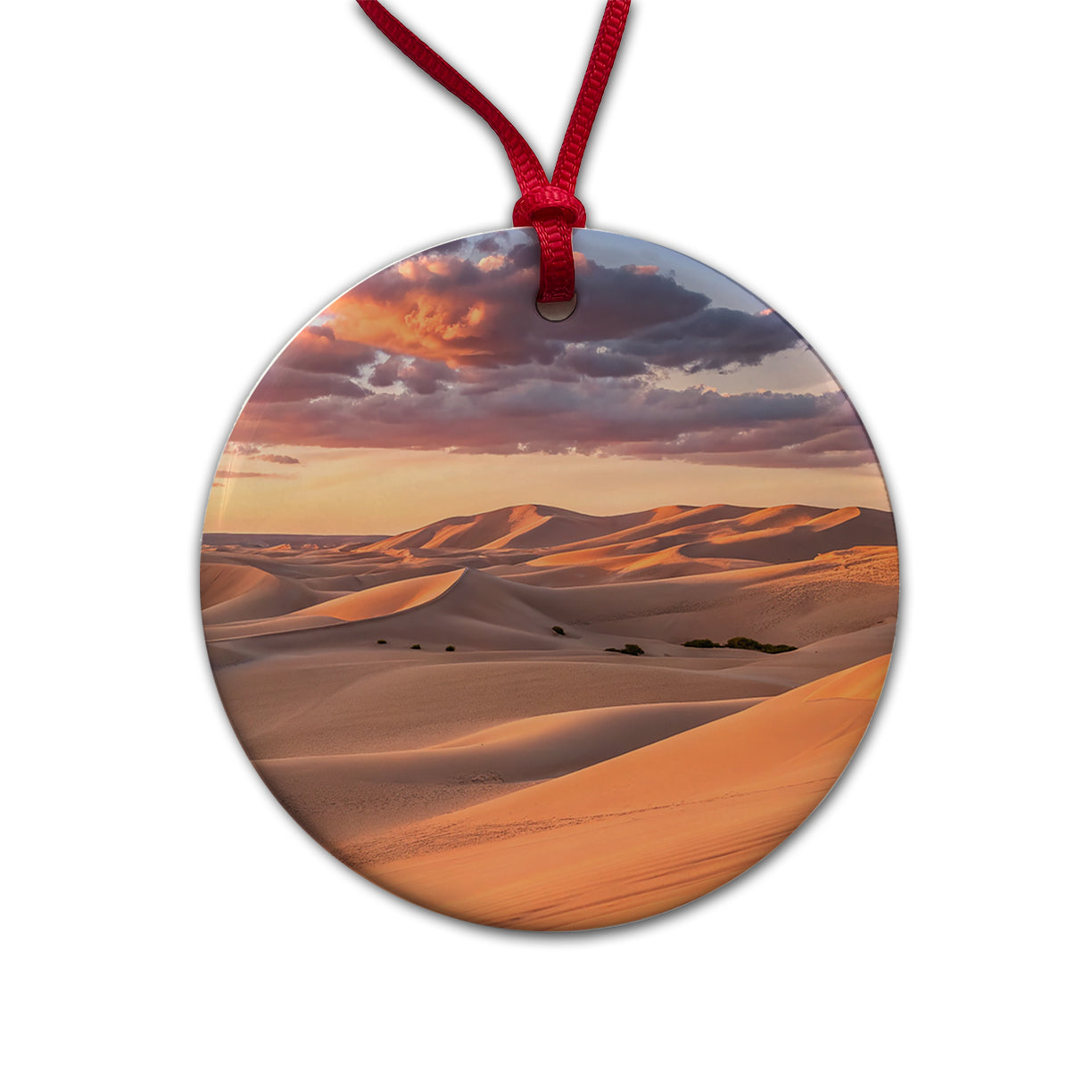 Soft Rolling Sand Dunes Sunset Desert Round Ceramic Holiday Christmas Tree Ornament