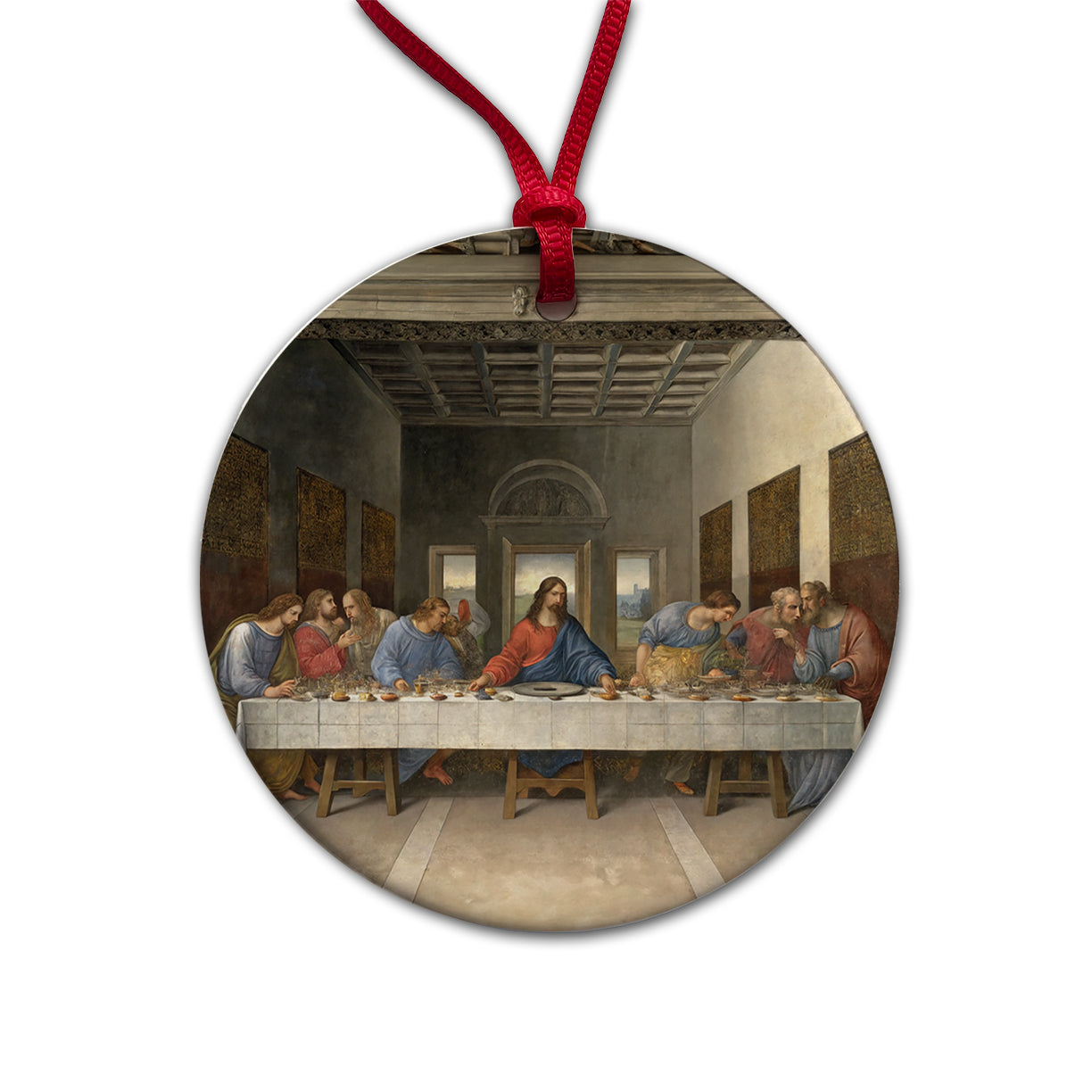 The Last Supper By Leonardo Da Vinci Jesus Inspired Round Ceramic Holiday Christmas Tree Ornament