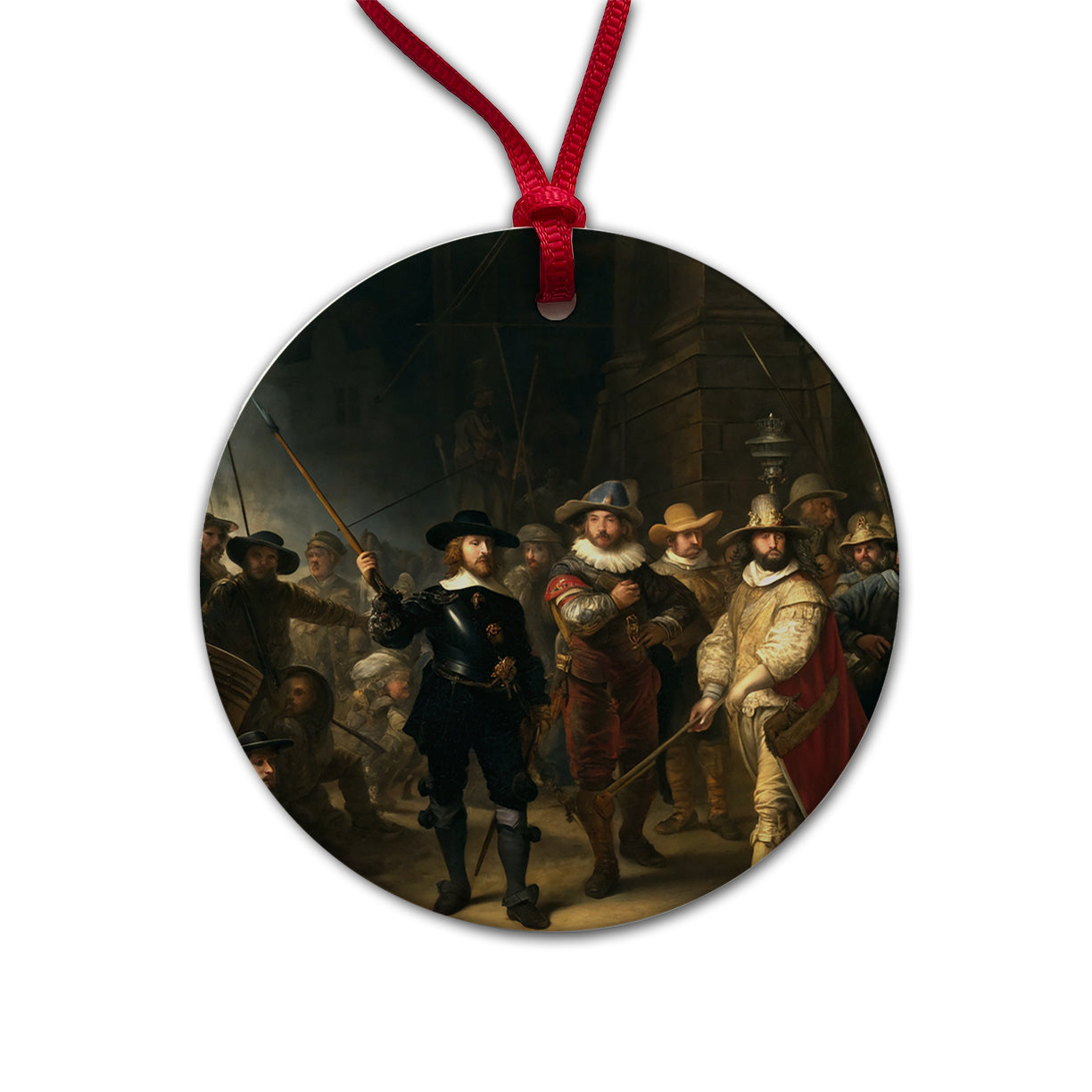 The Night Watch By Rembrandt Inspired Round Ceramic Holiday Christmas Tree Ornament