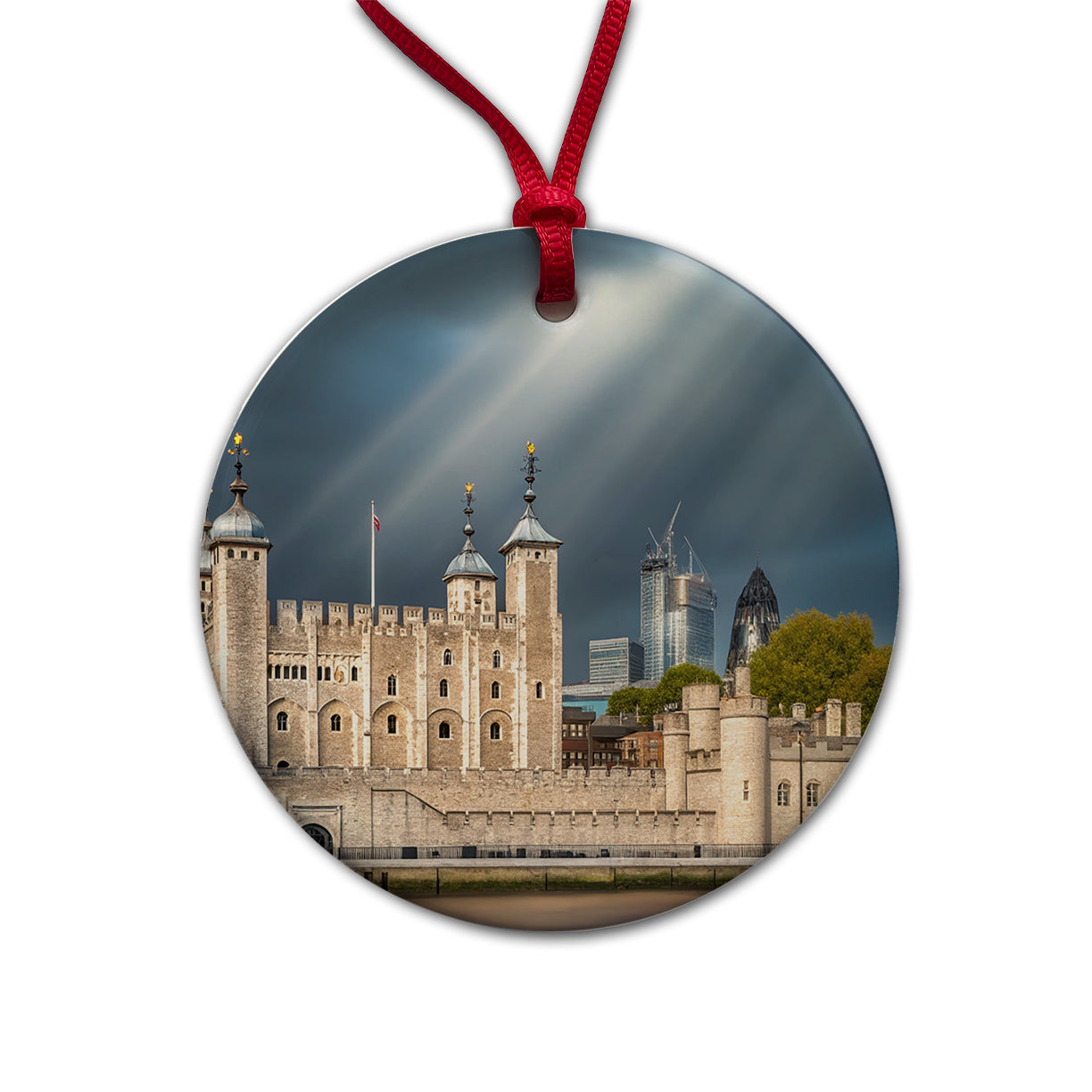 Tower Of London England Round Ceramic Holiday Christmas Tree Ornament