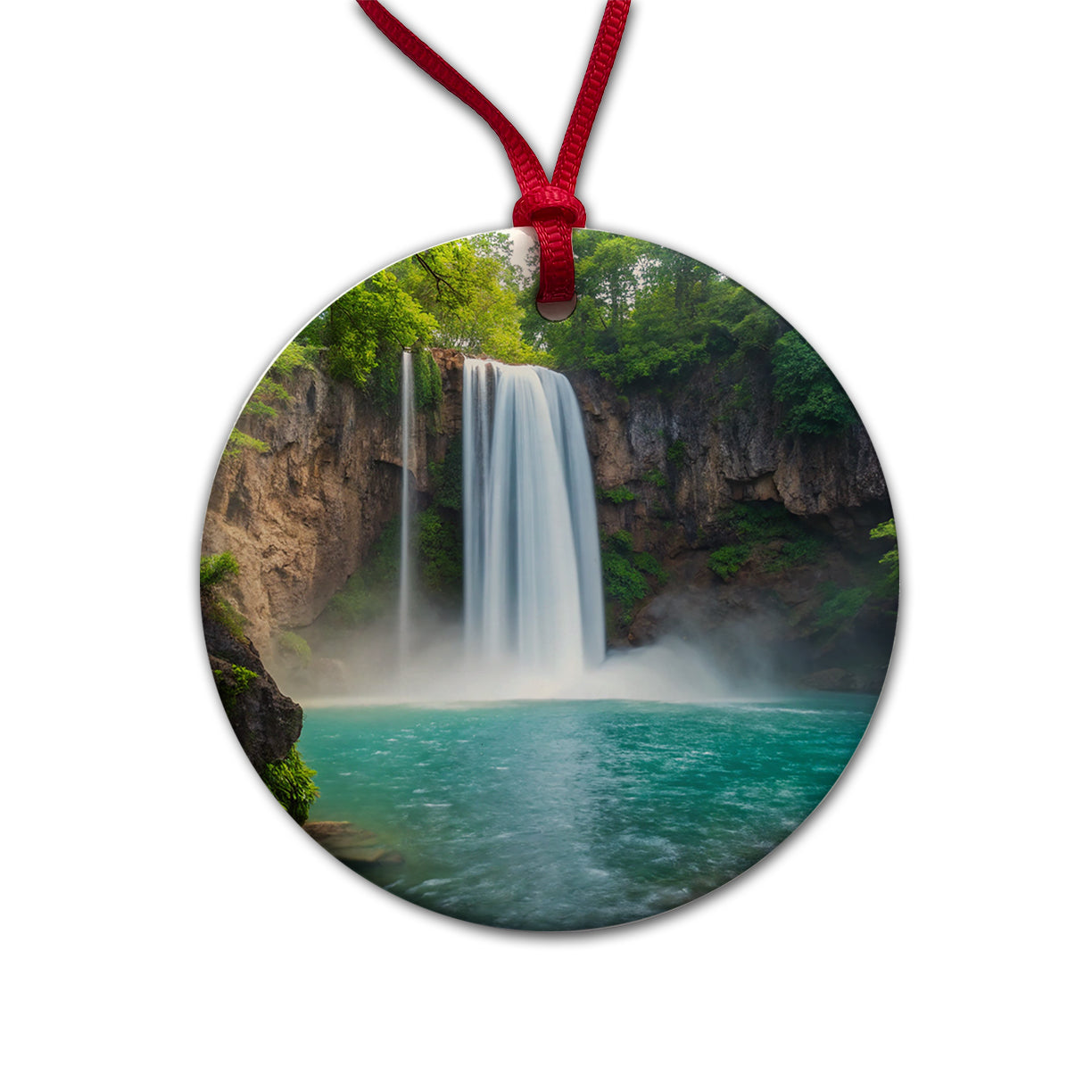 Waterfalls Stunning Round Ceramic Holiday Christmas Tree Ornament