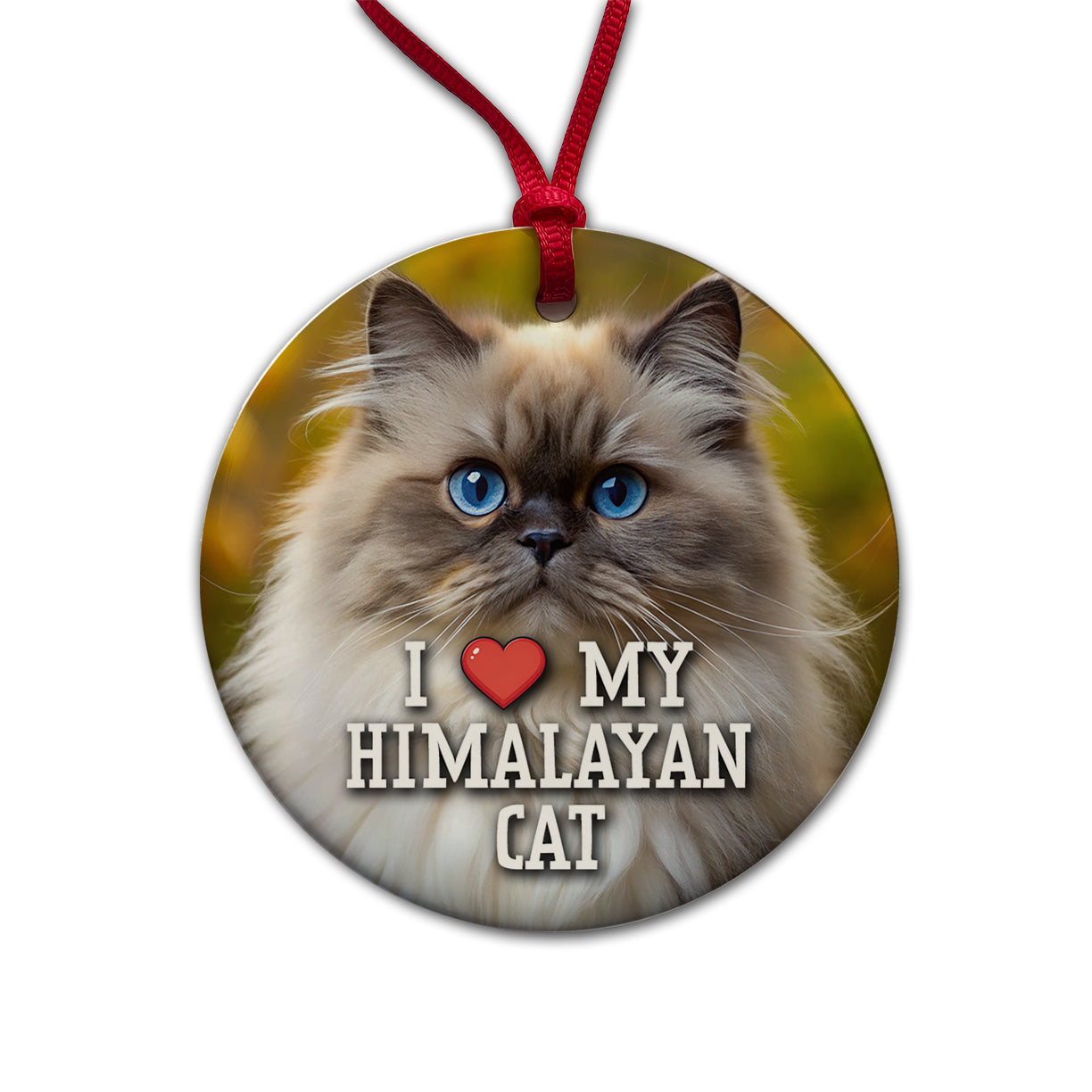 I Love My Himalayan Cat Heart Round Ceramic Holiday Christmas Tree Ornament
