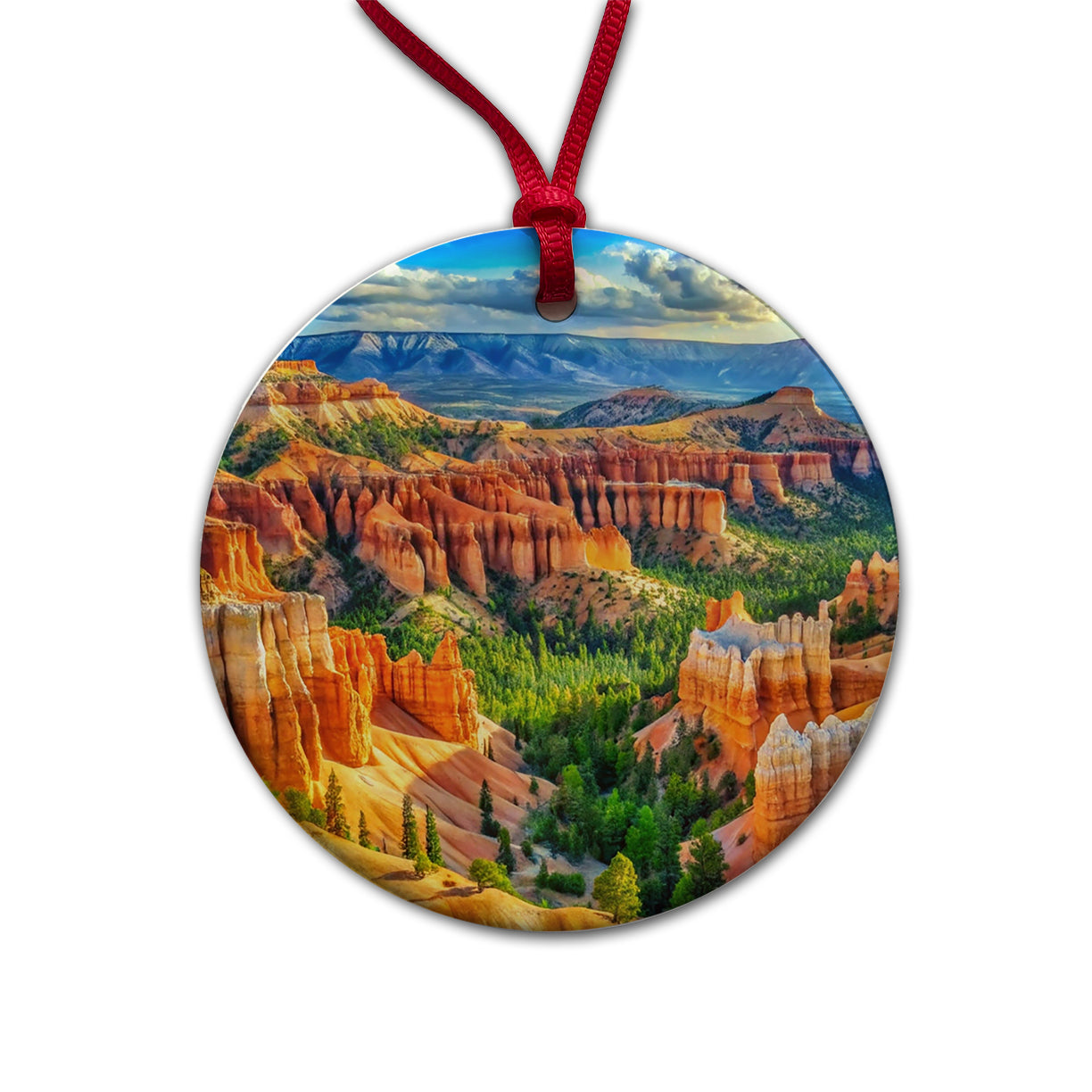 Bryce Canyon National Park Utah Watercolor Style Round Ceramic Holiday Christmas Tree Ornament